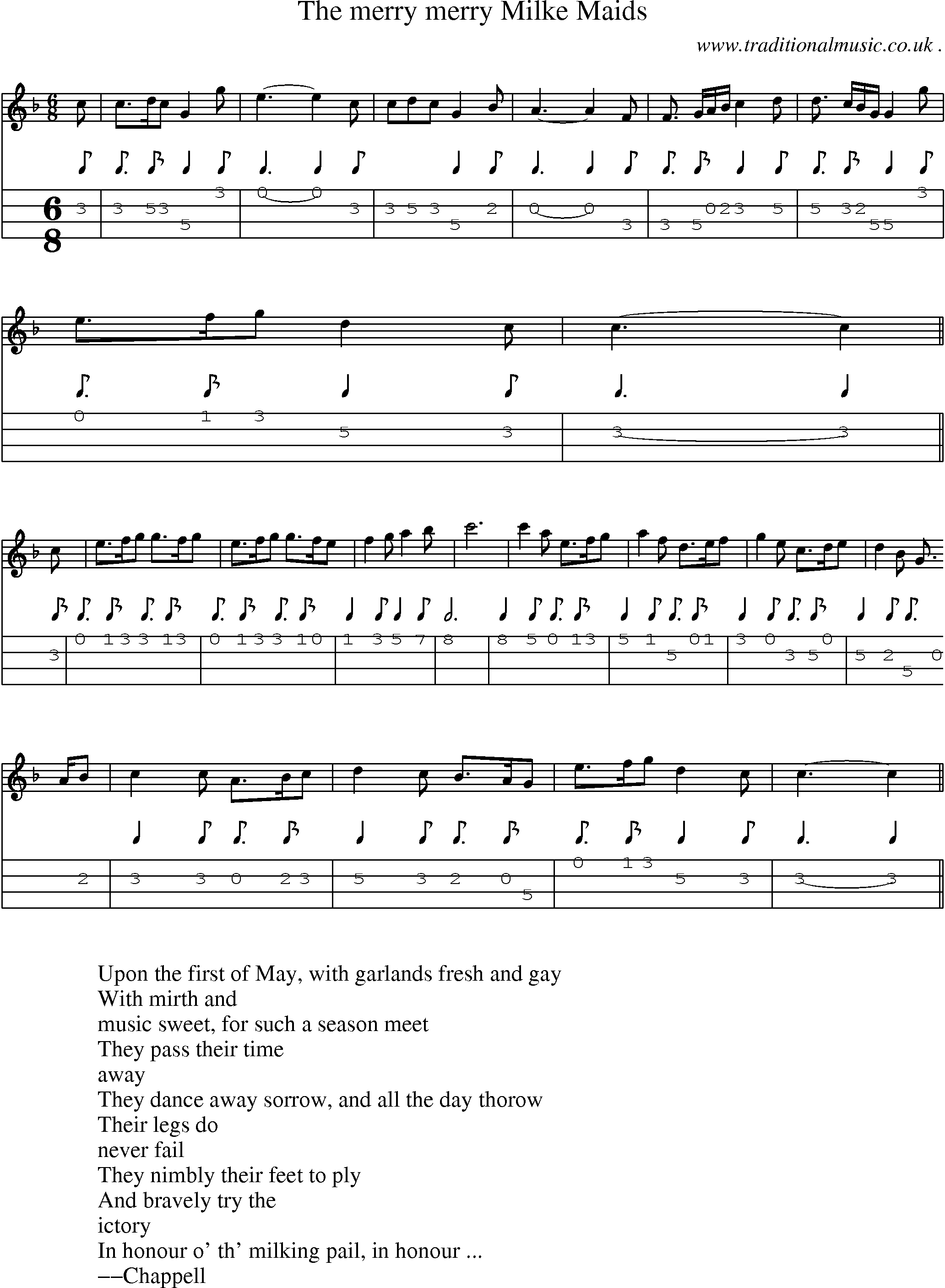 Sheet-Music and Mandolin Tabs for The Merry Merry Milke Maids