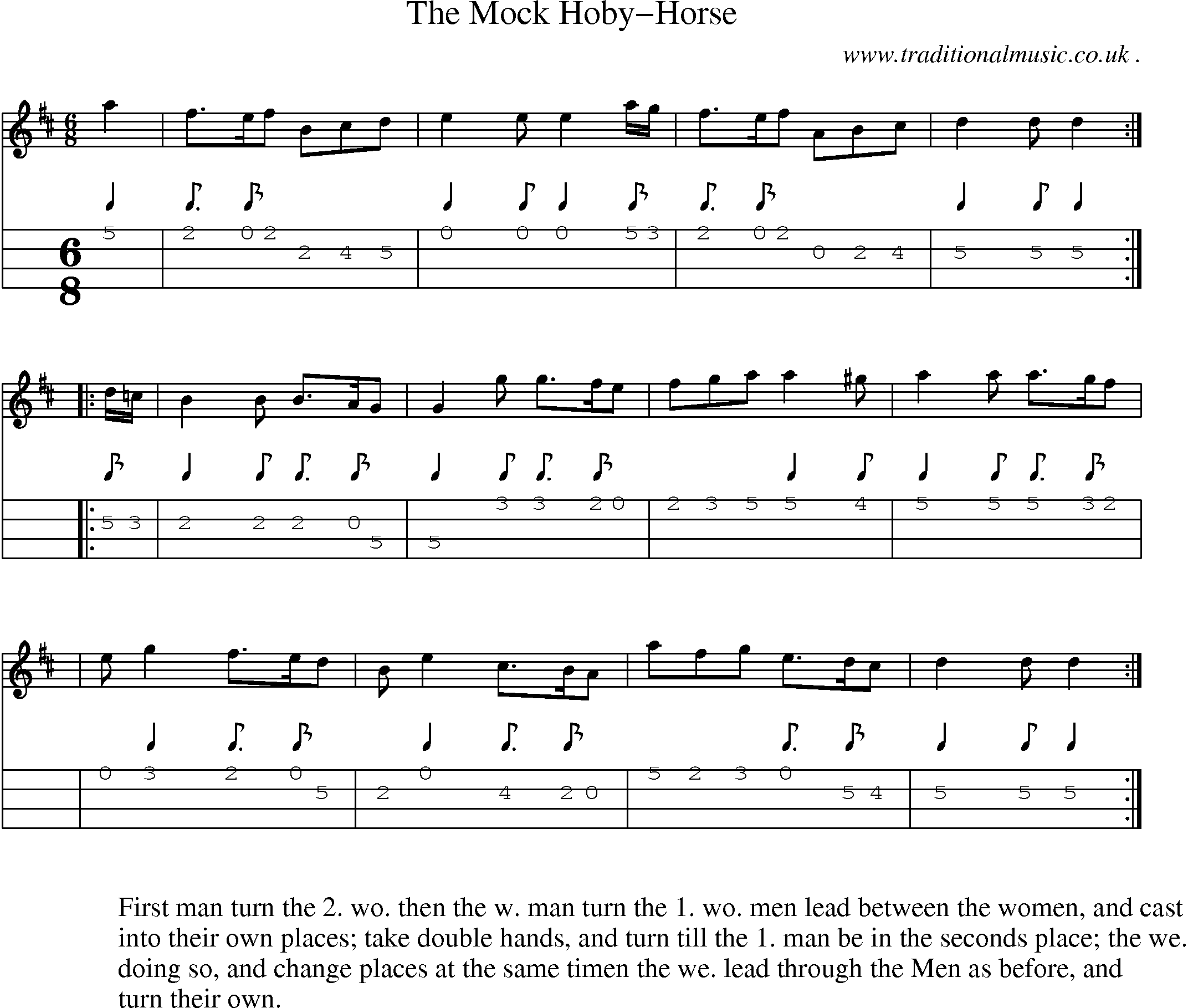 Sheet-Music and Mandolin Tabs for The Mock Hoby-horse