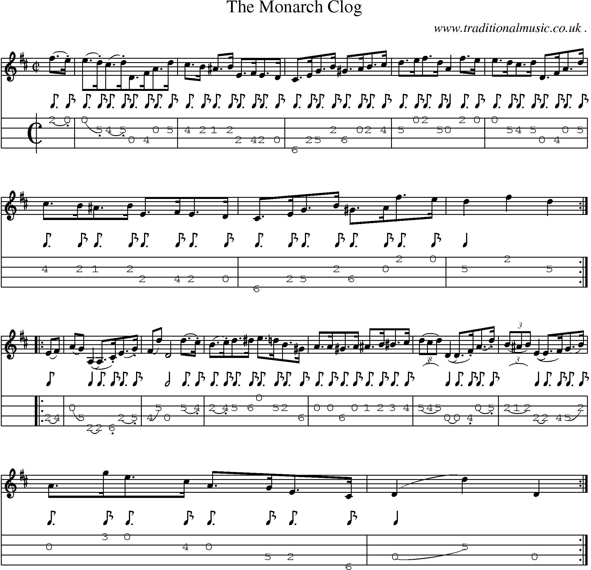 Sheet-Music and Mandolin Tabs for The Monarch Clog
