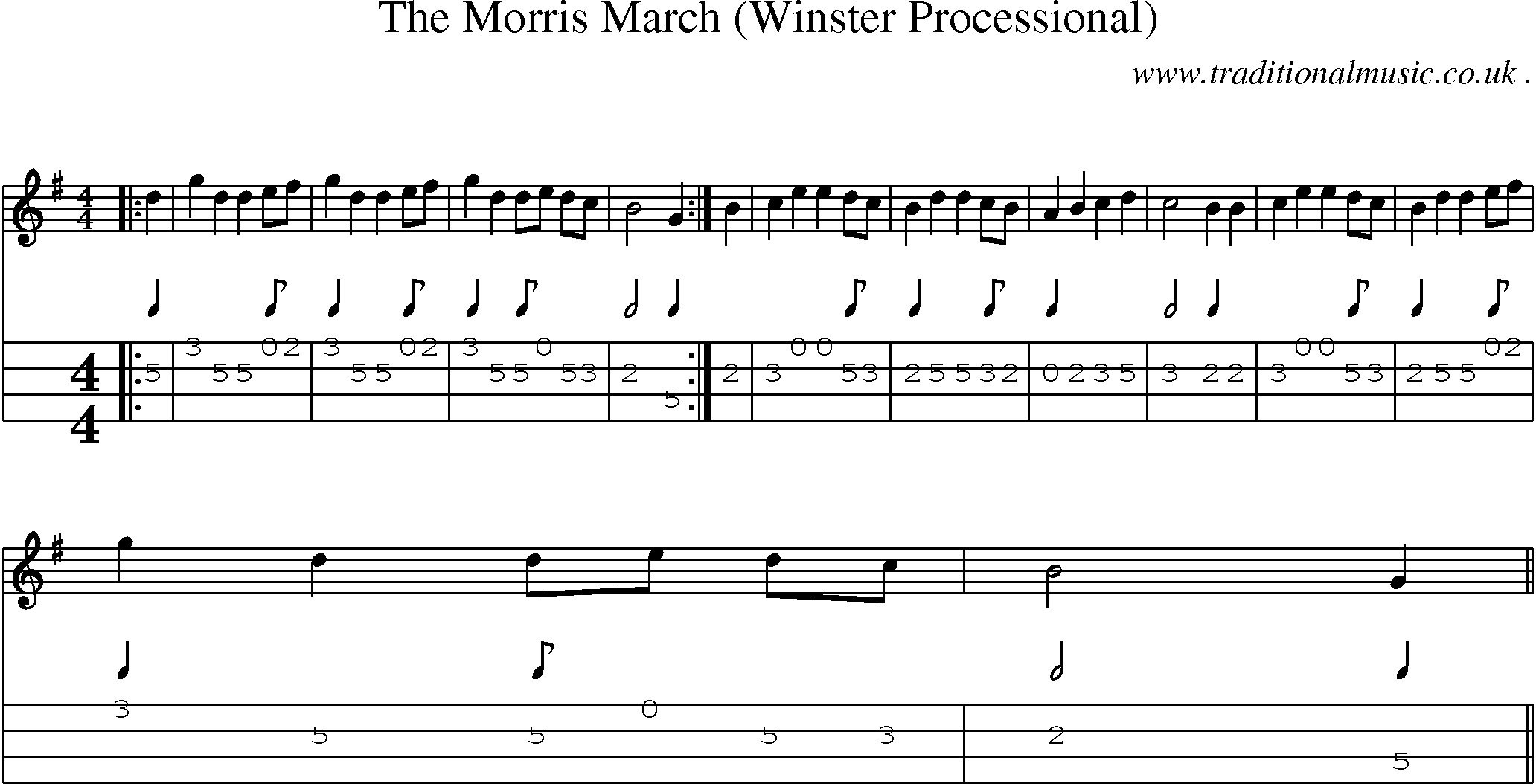 Sheet-Music and Mandolin Tabs for The Morris March (winster Processional)