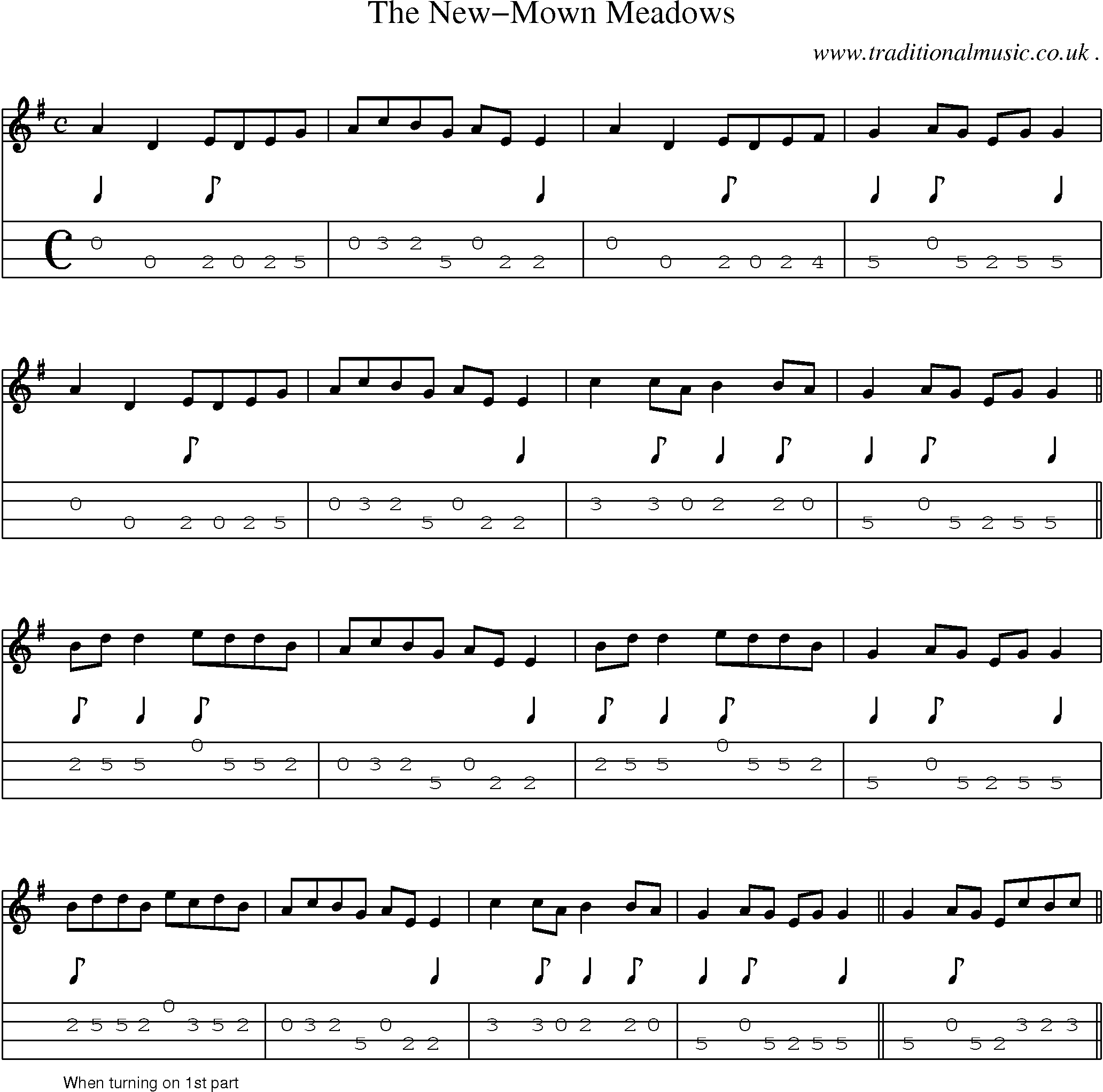Sheet-Music and Mandolin Tabs for The New-mown Meadows