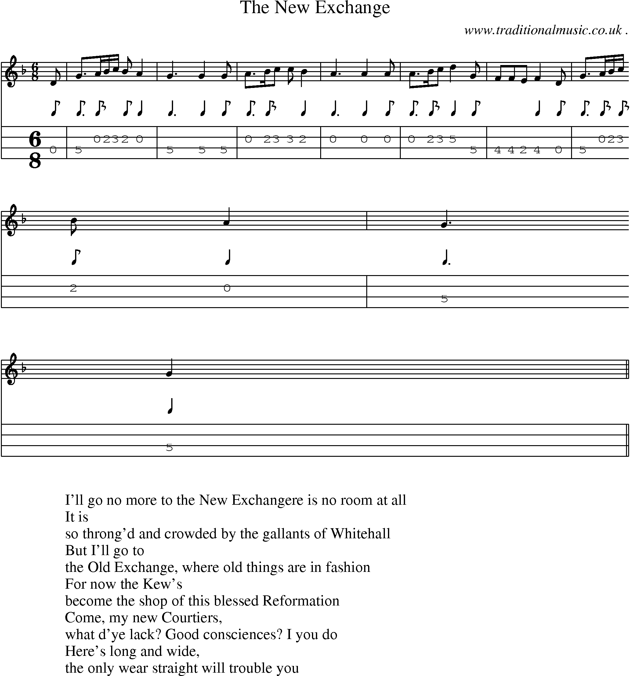 Sheet-Music and Mandolin Tabs for The New Exchange
