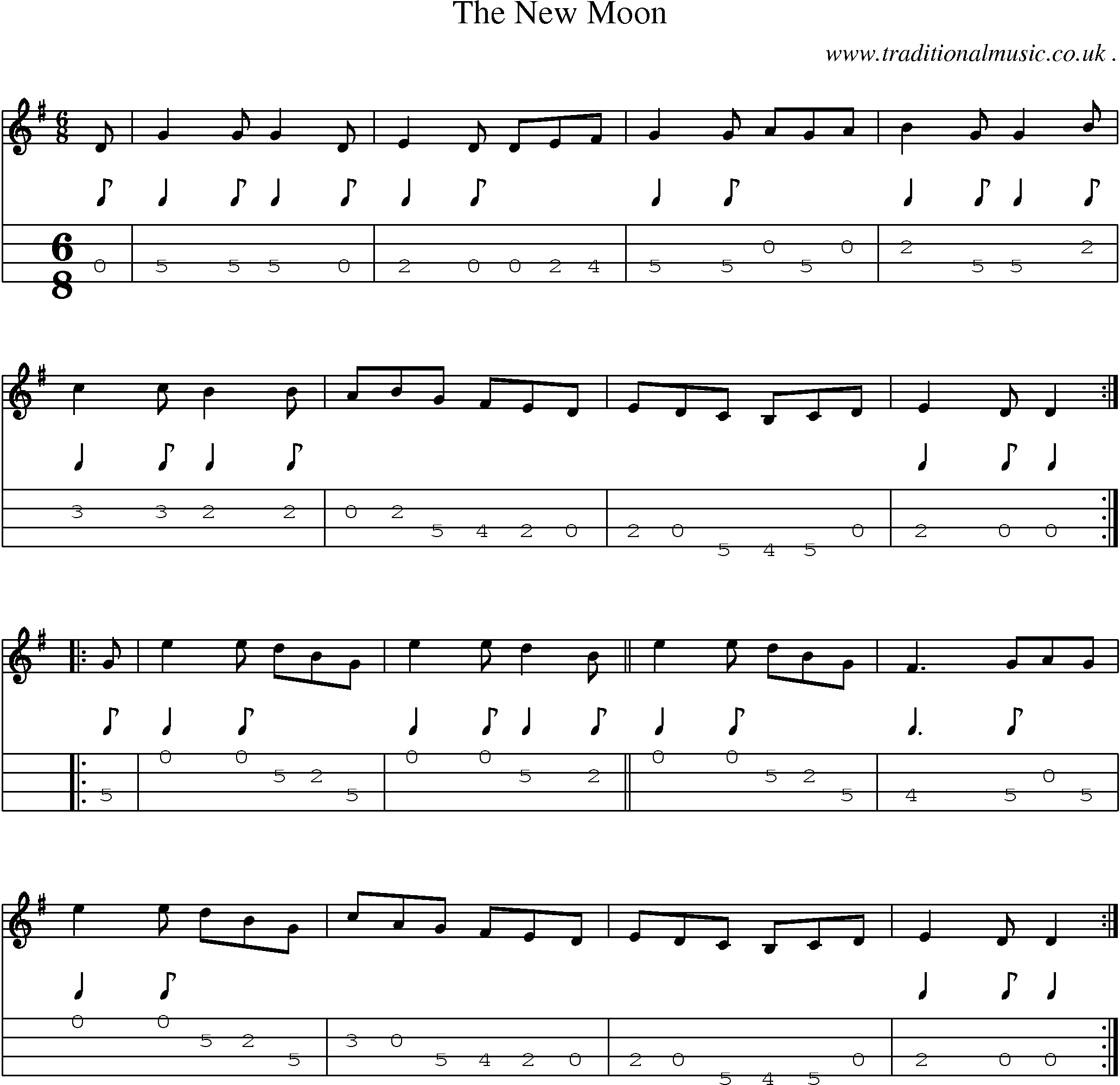 Sheet-Music and Mandolin Tabs for The New Moon