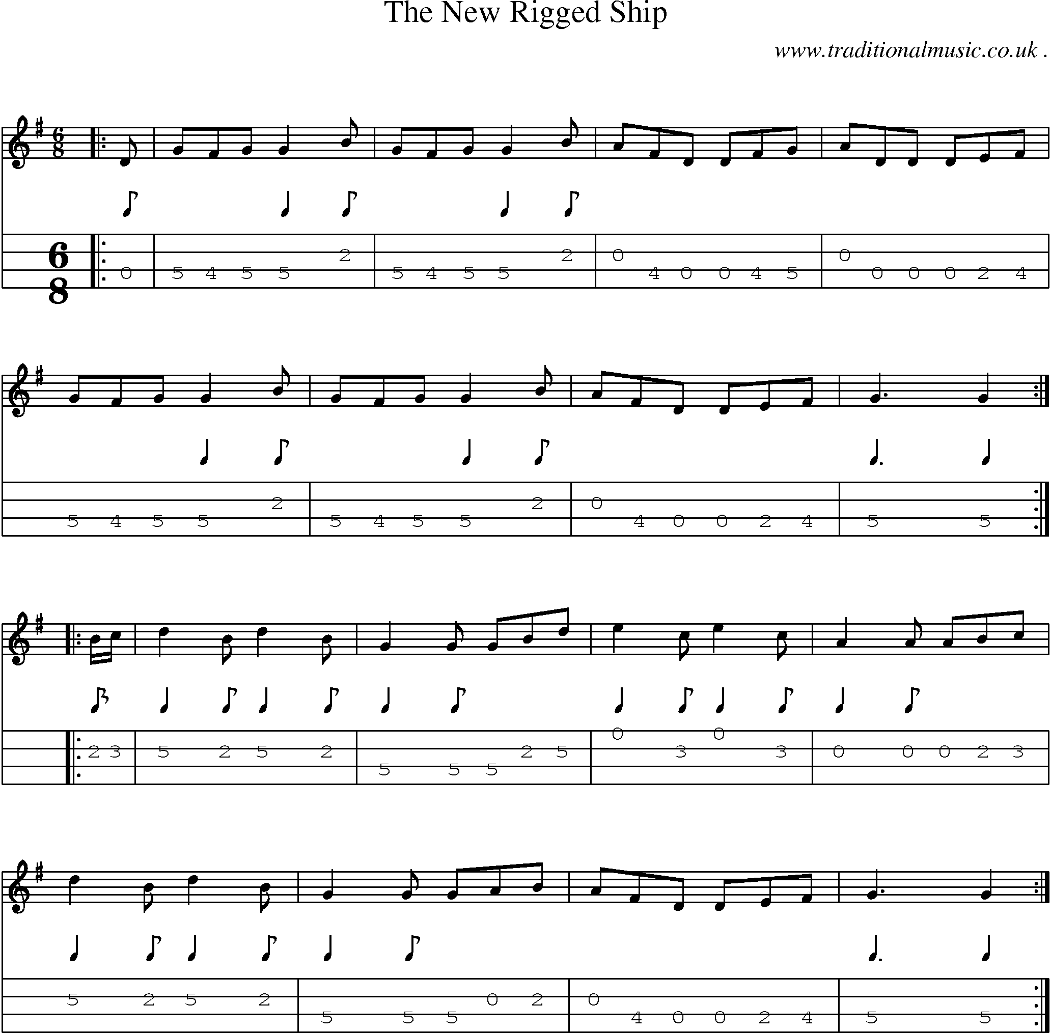 Sheet-Music and Mandolin Tabs for The New Rigged Ship