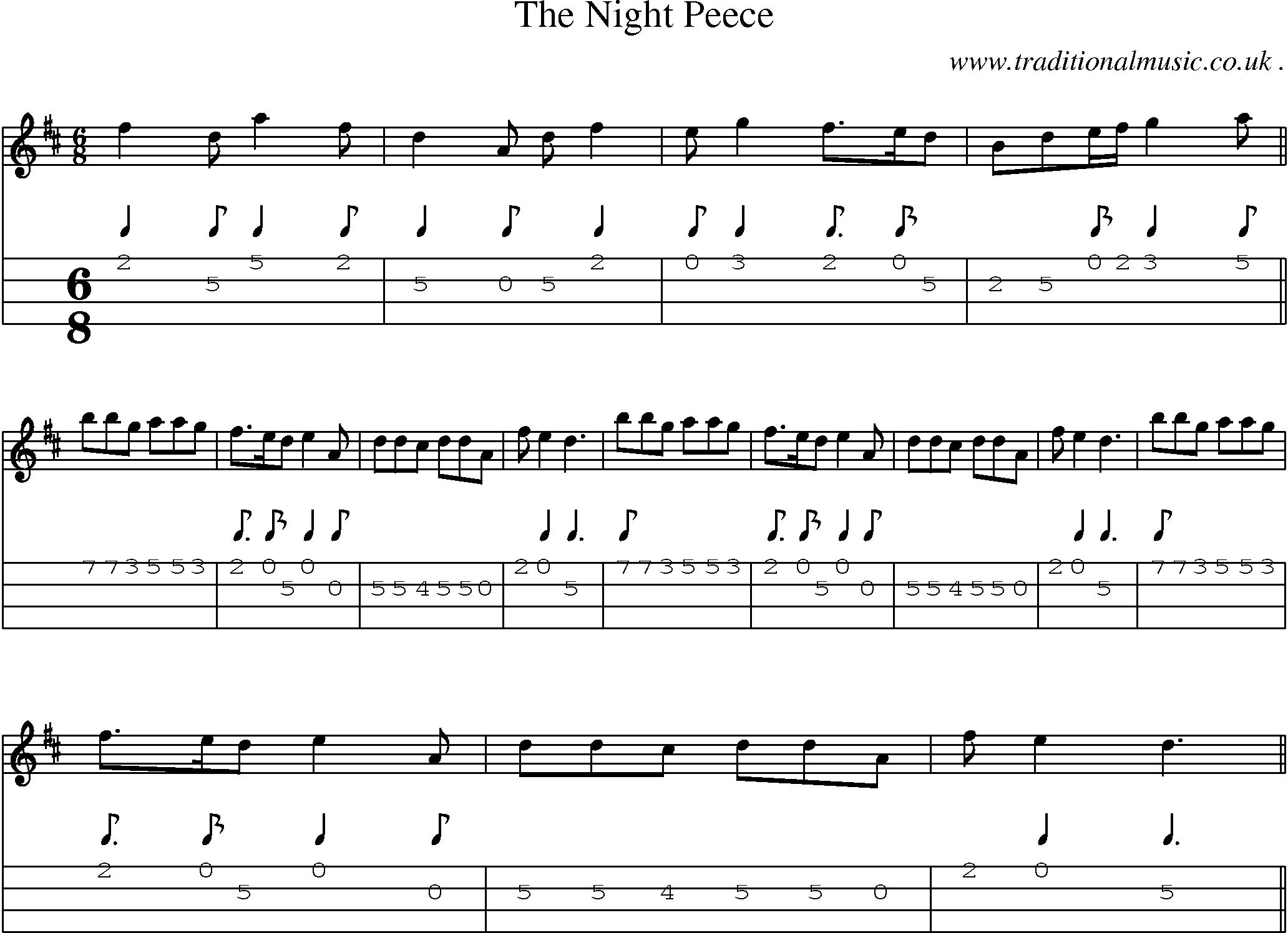 Sheet-Music and Mandolin Tabs for The Night Peece