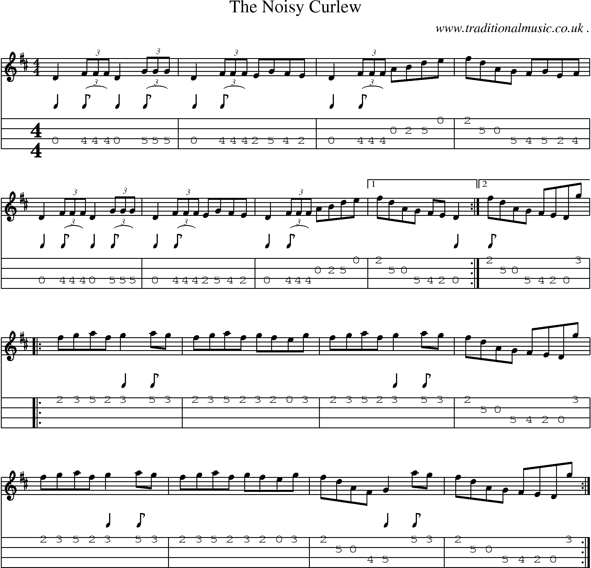 Sheet-Music and Mandolin Tabs for The Noisy Curlew