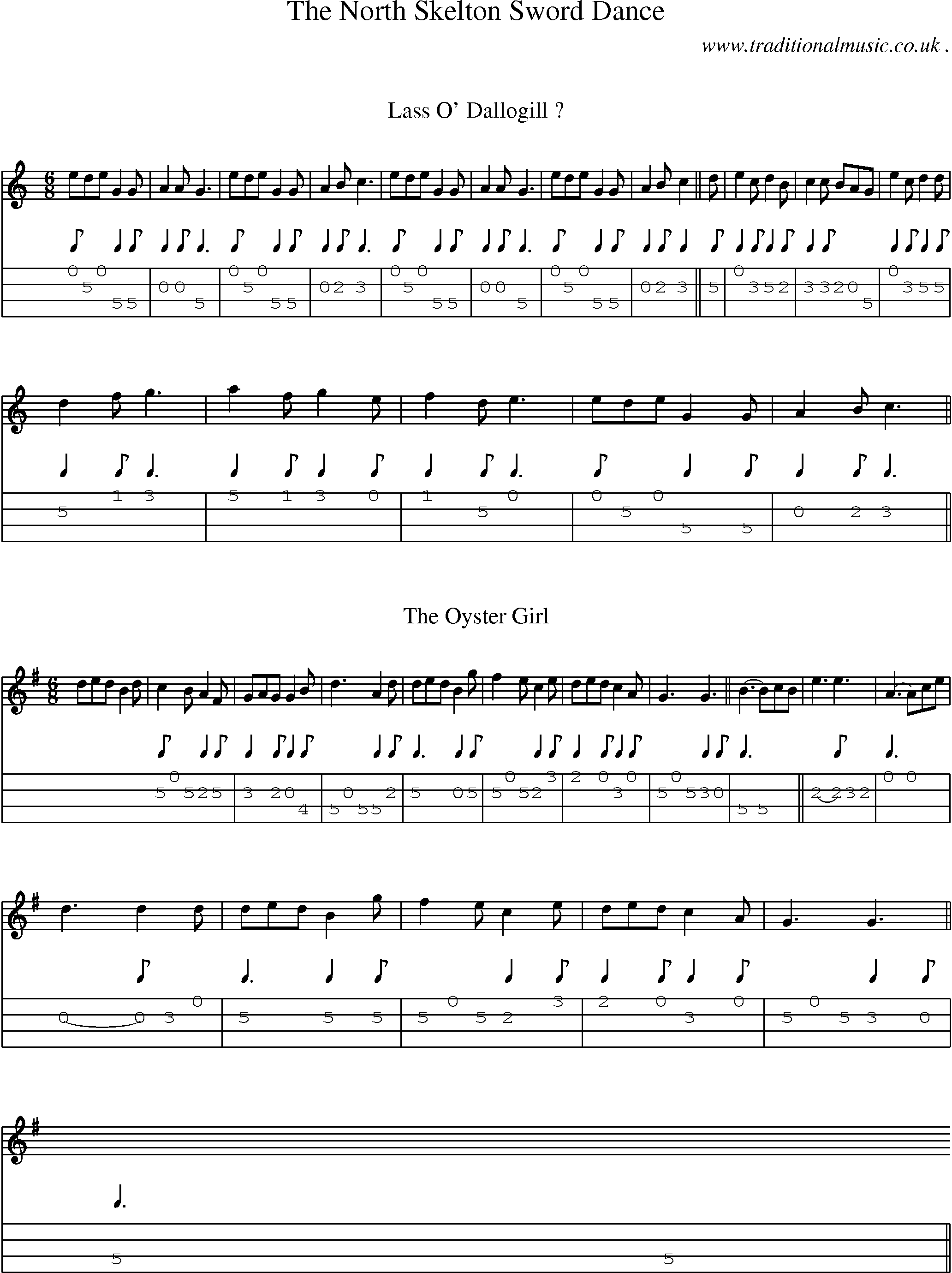 Sheet-Music and Mandolin Tabs for The North Skelton Sword Dance