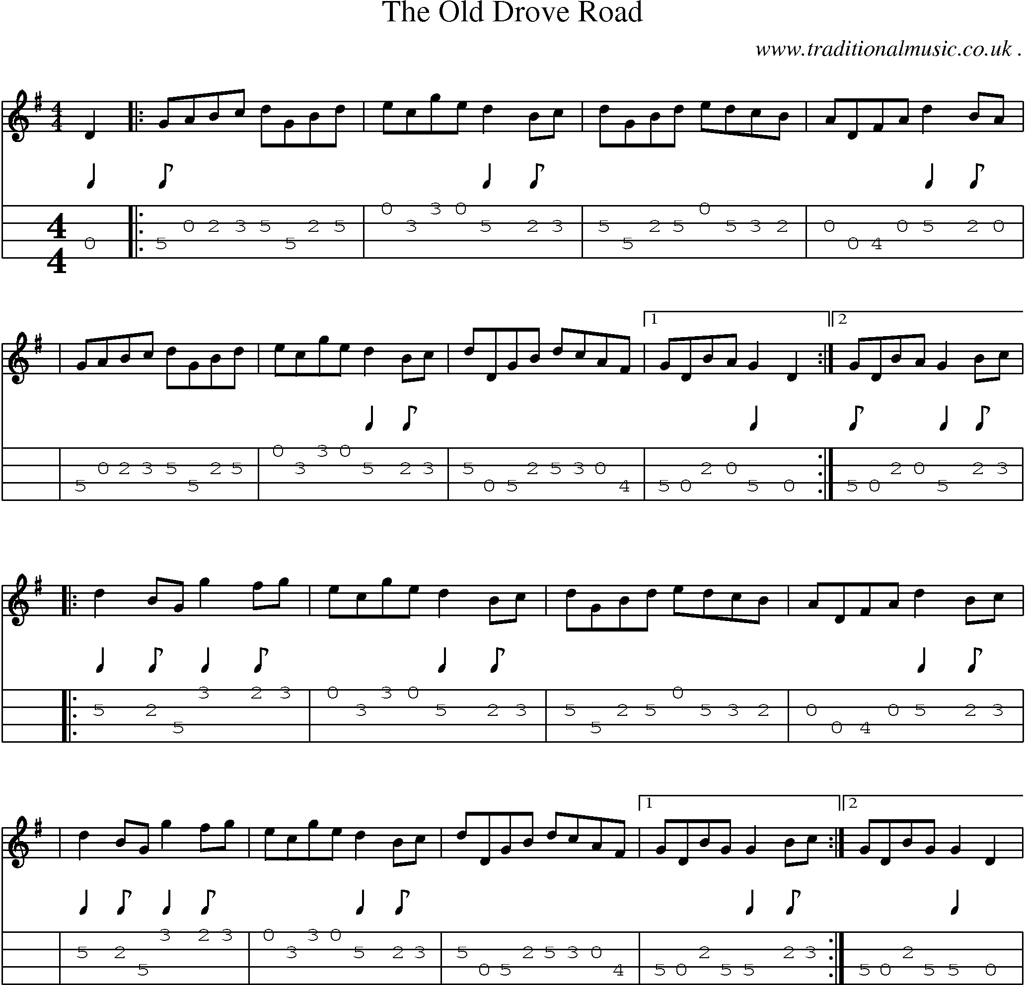 Sheet-Music and Mandolin Tabs for The Old Drove Road