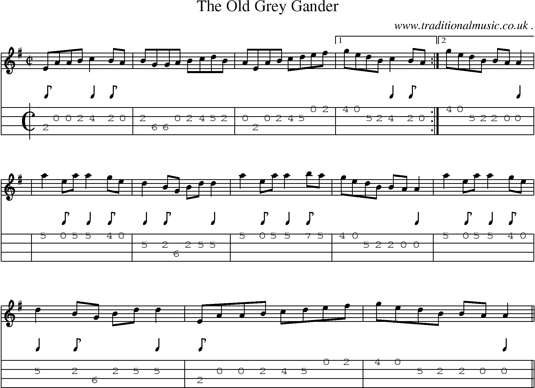 Sheet-Music and Mandolin Tabs for The Old Grey Gander