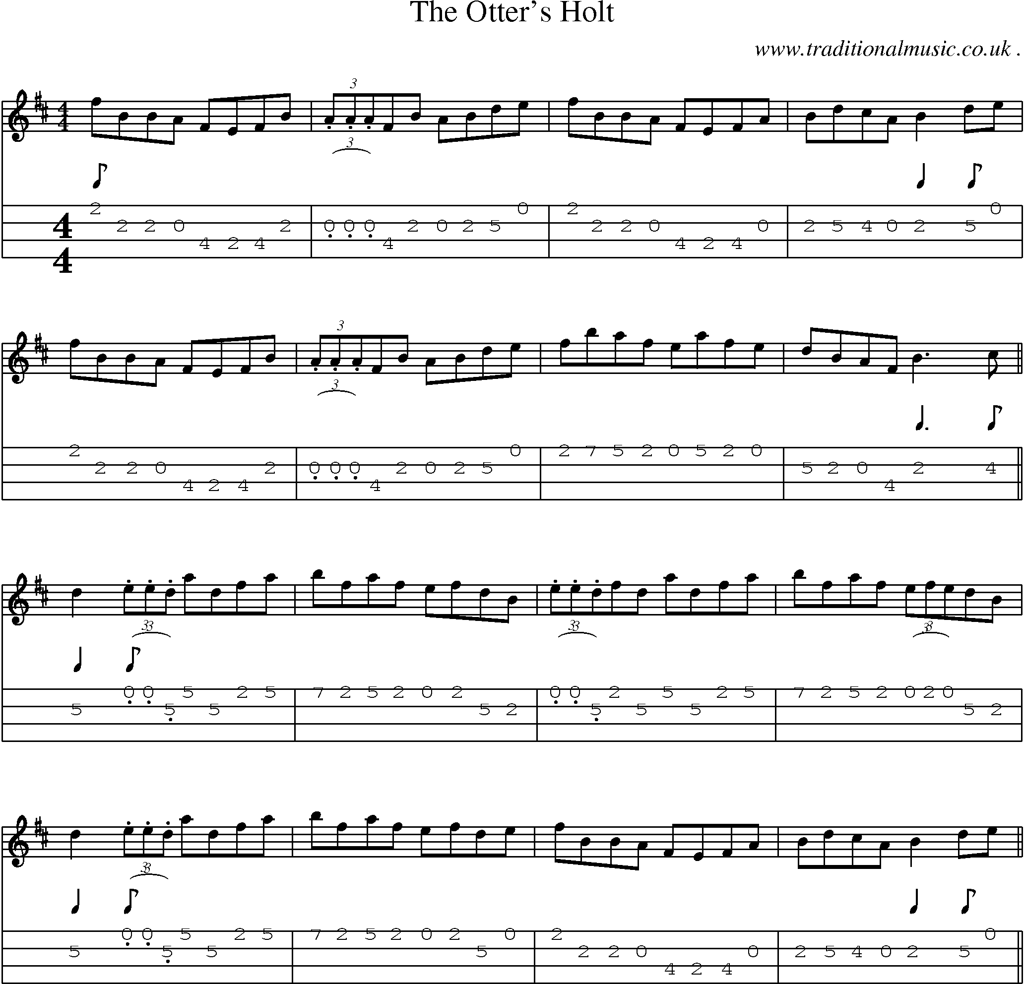Sheet-Music and Mandolin Tabs for The Otters Holt