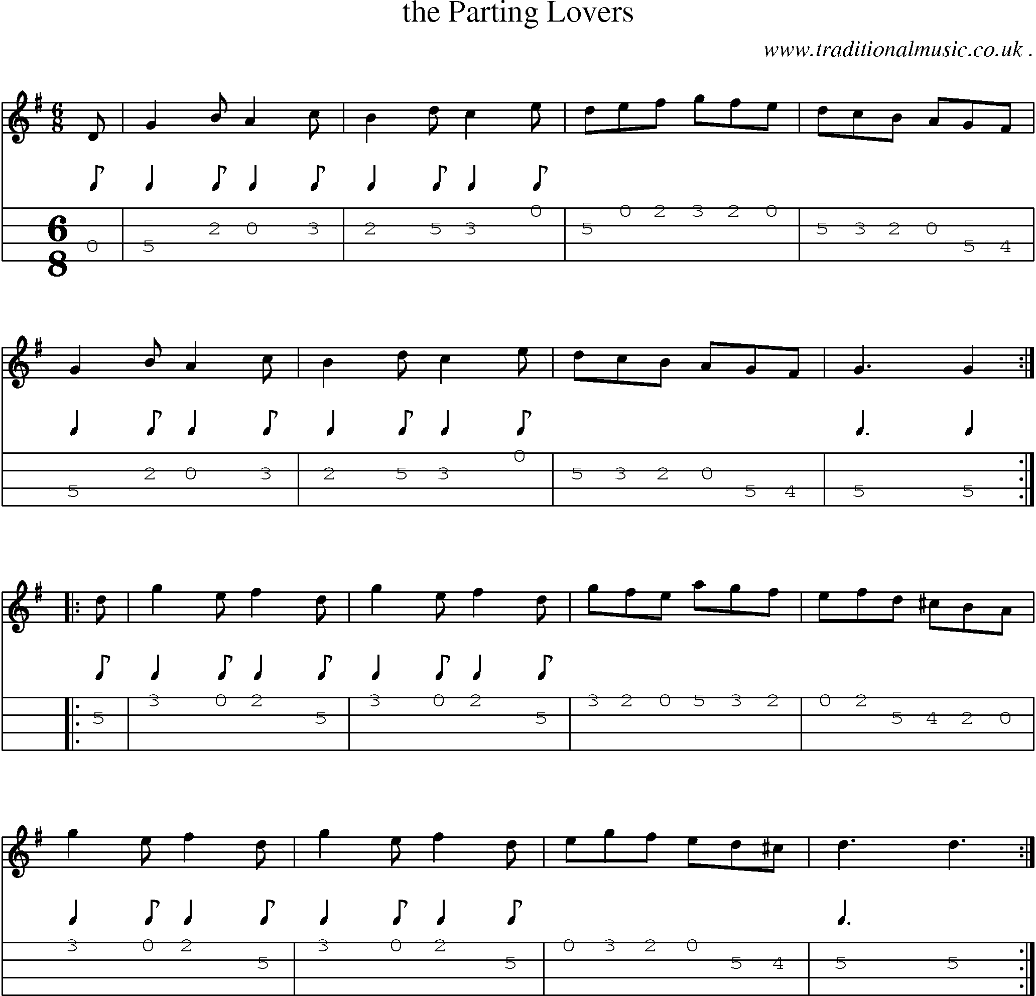 Sheet-Music and Mandolin Tabs for The Parting Lovers