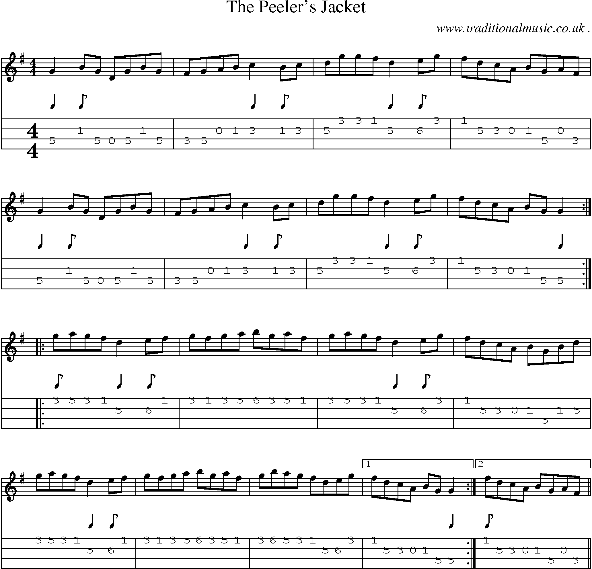 Sheet-Music and Mandolin Tabs for The Peelers Jacket