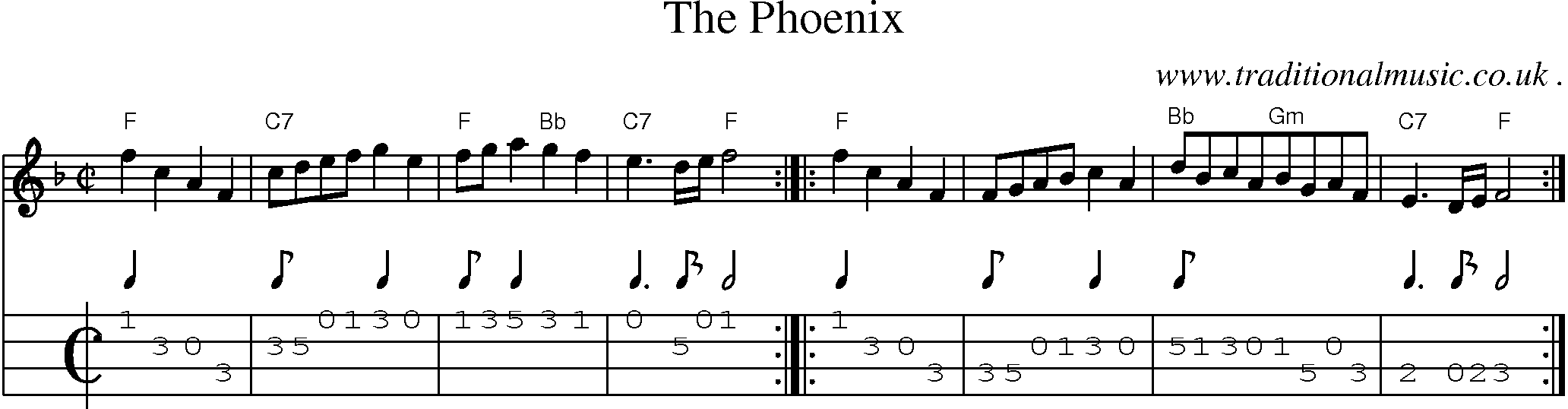 Sheet-Music and Mandolin Tabs for The Phoenix