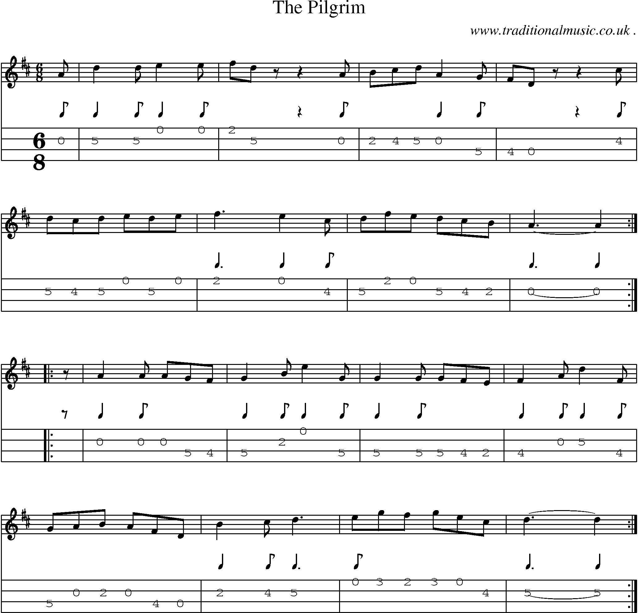 Sheet-Music and Mandolin Tabs for The Pilgrim