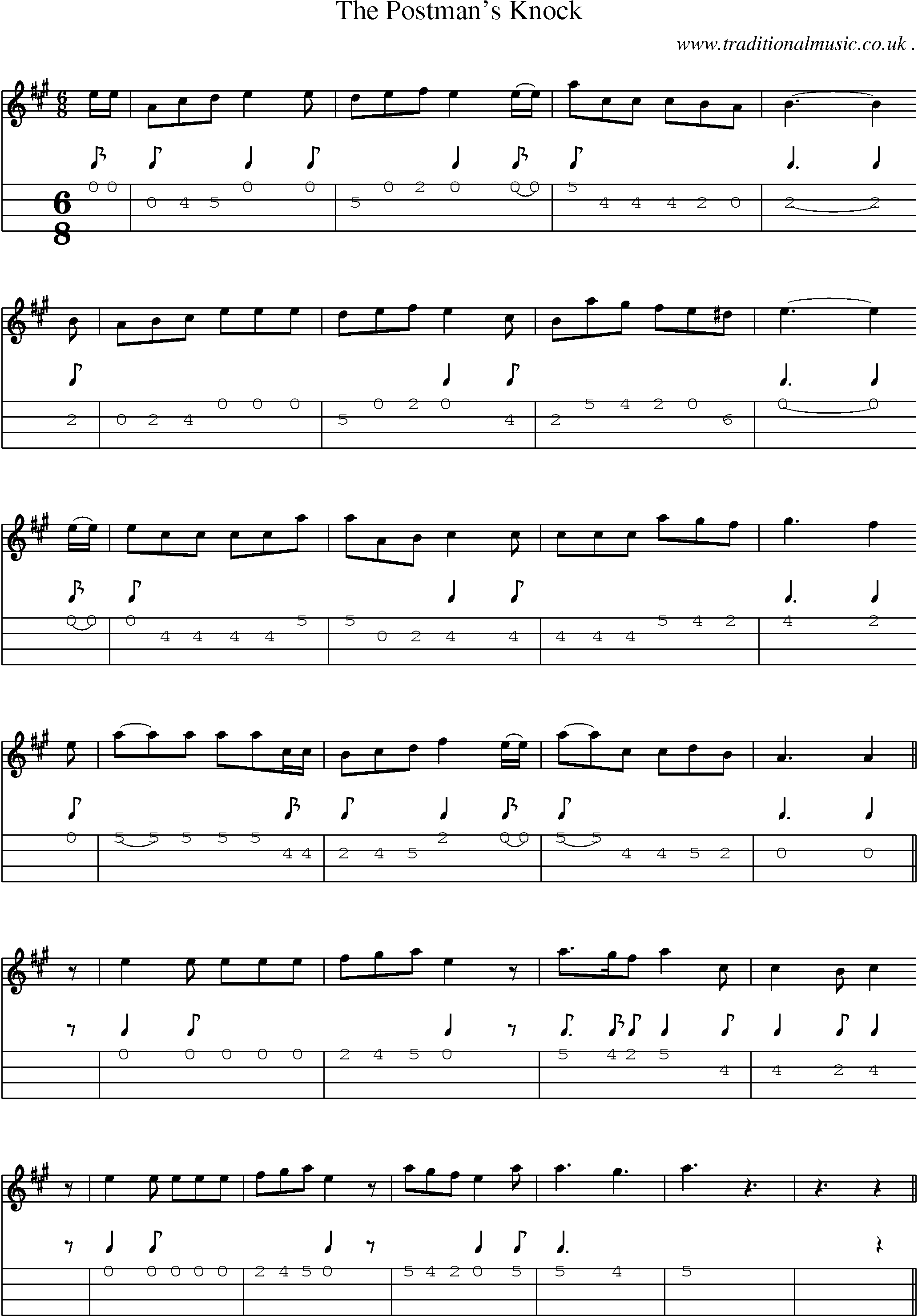 Sheet-Music and Mandolin Tabs for The Postmans Knock