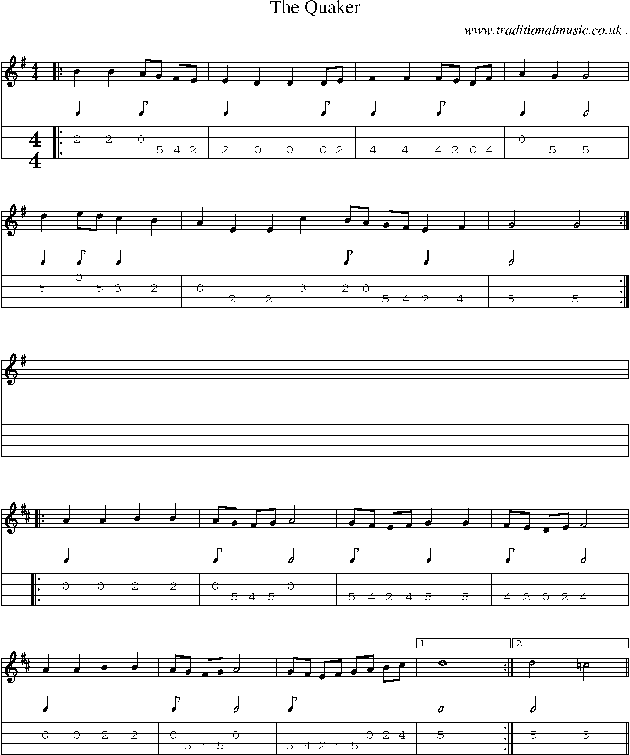 Sheet-Music and Mandolin Tabs for The Quaker