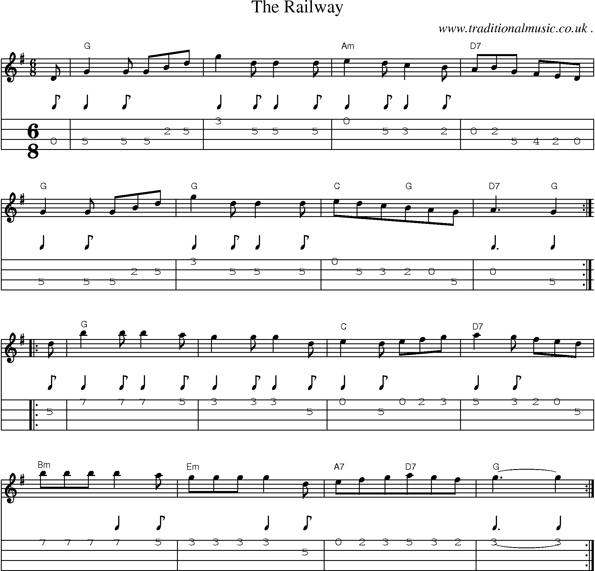 Sheet-Music and Mandolin Tabs for The Railway