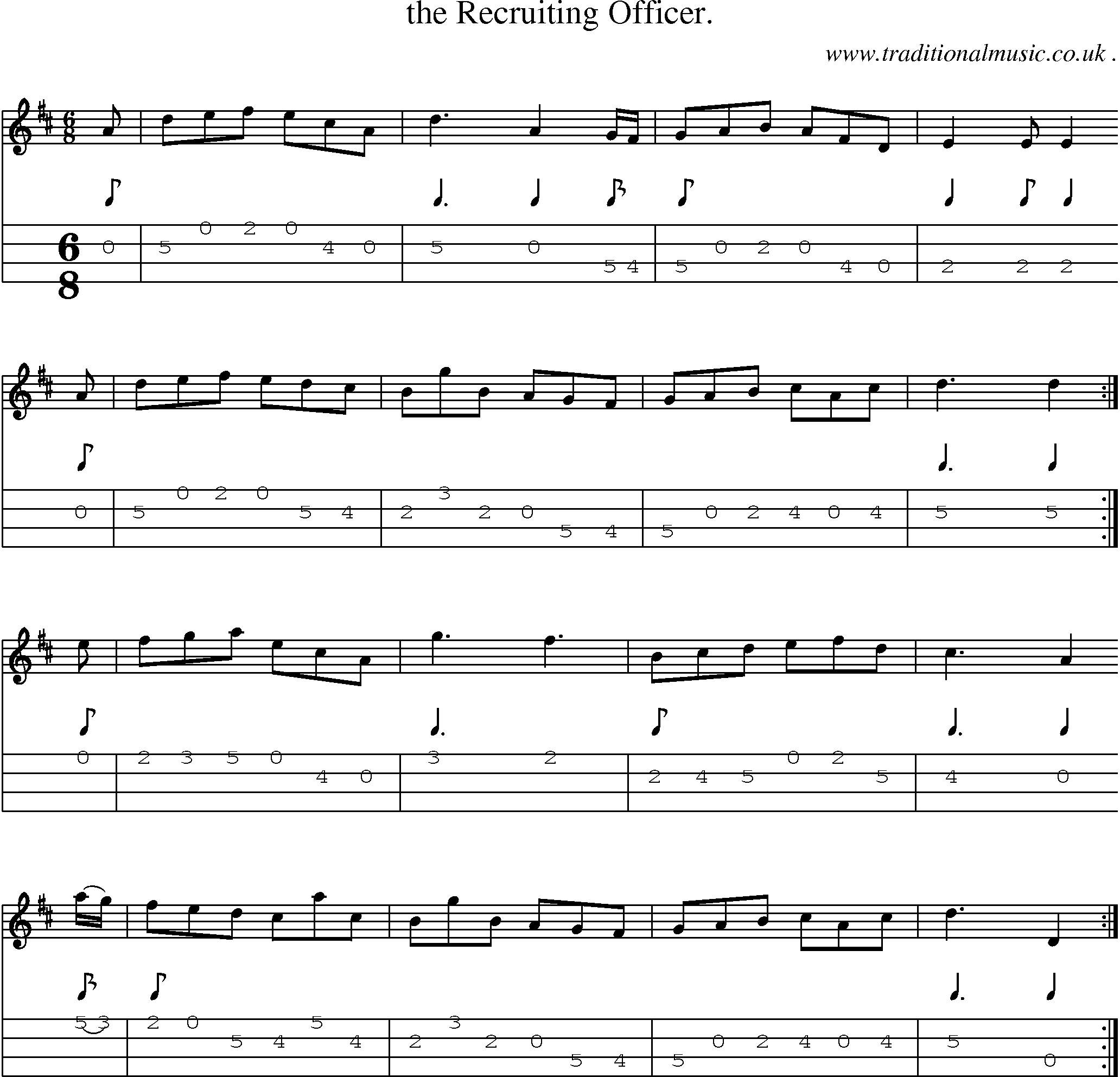 Sheet-Music and Mandolin Tabs for The Recruiting Officer