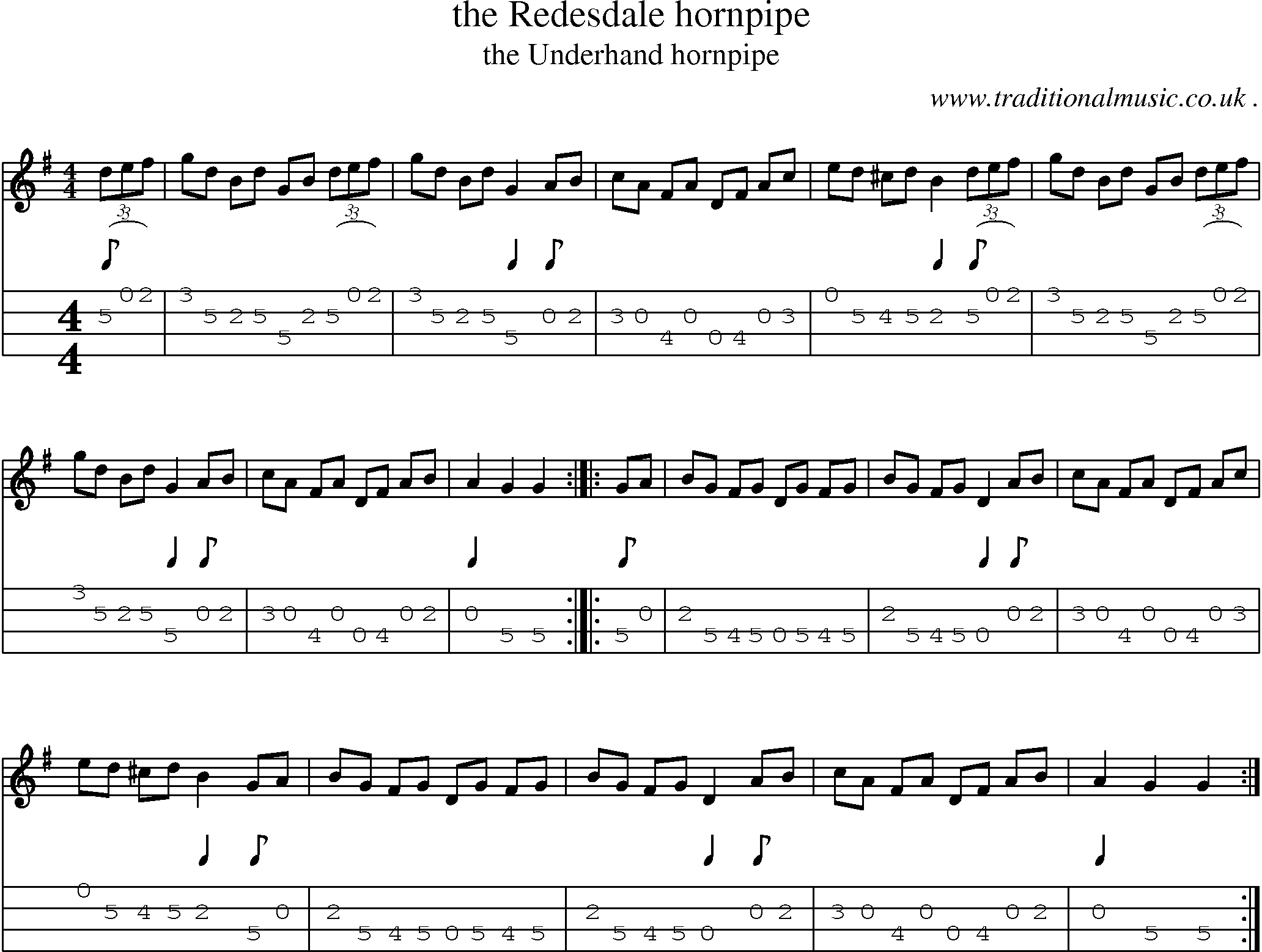 Sheet-Music and Mandolin Tabs for The Redesdale Hornpipe