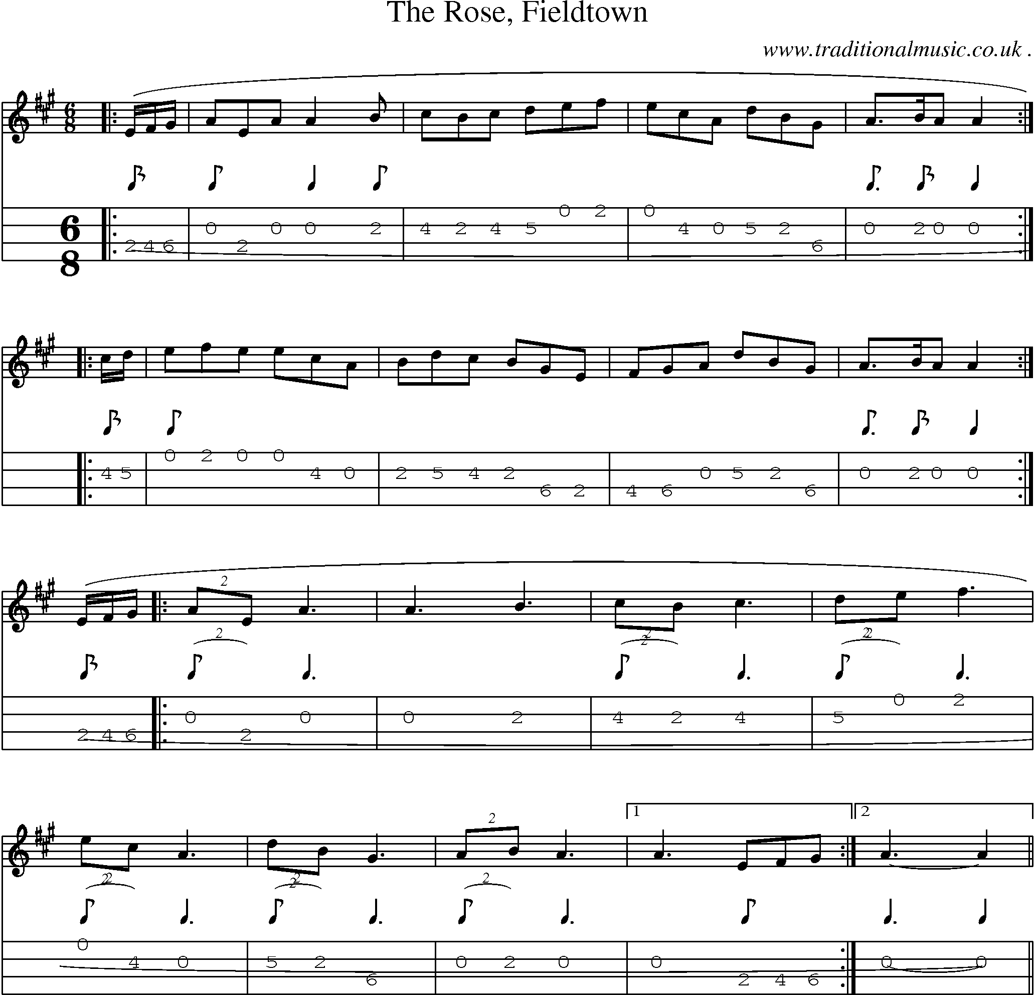 Sheet-Music and Mandolin Tabs for The Rose Fieldtown