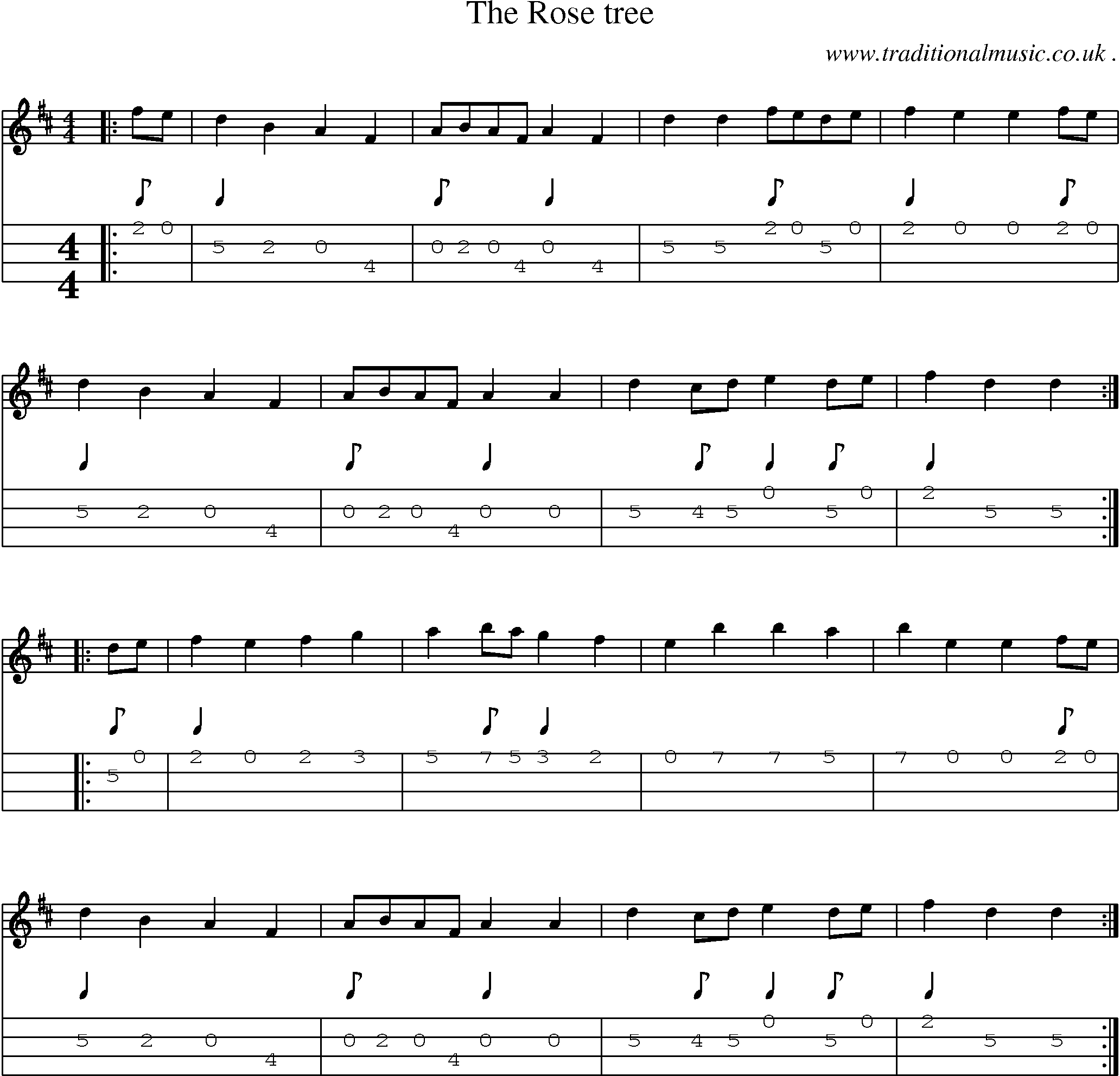 Sheet-Music and Mandolin Tabs for The Rose Tree