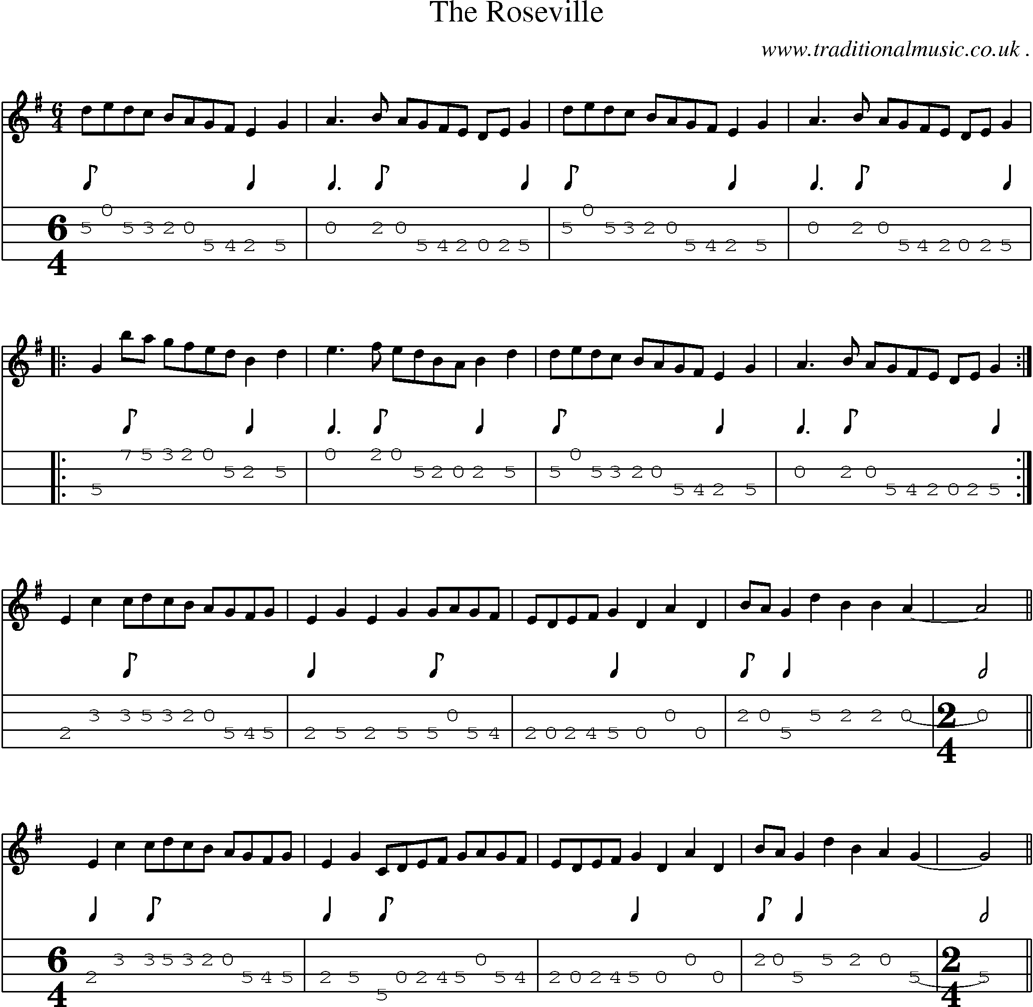 Sheet-Music and Mandolin Tabs for The Roseville