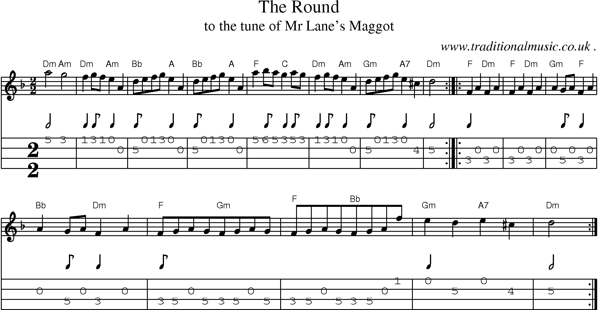 Sheet-Music and Mandolin Tabs for The Round