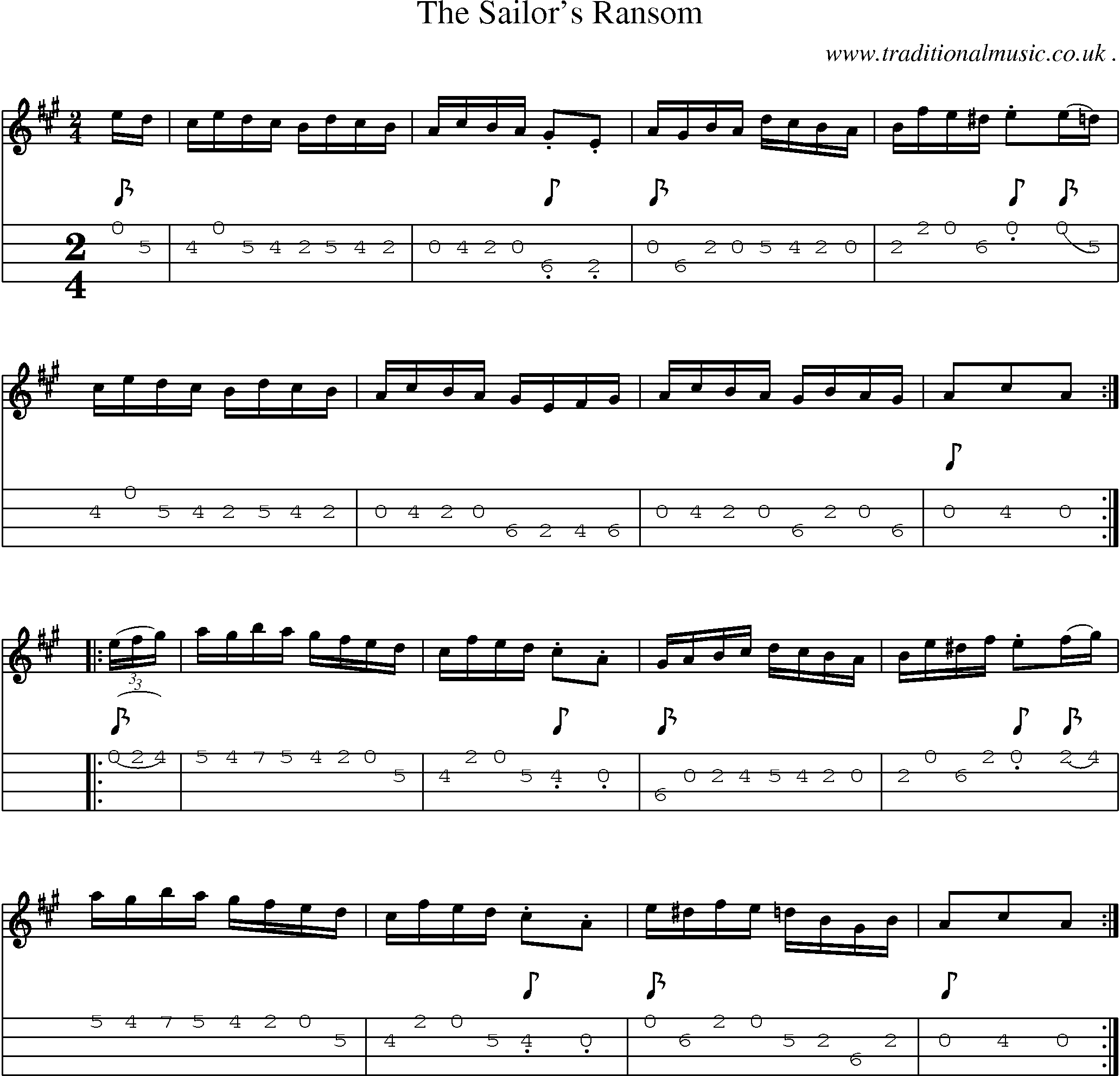 Sheet-Music and Mandolin Tabs for The Sailors Ransom