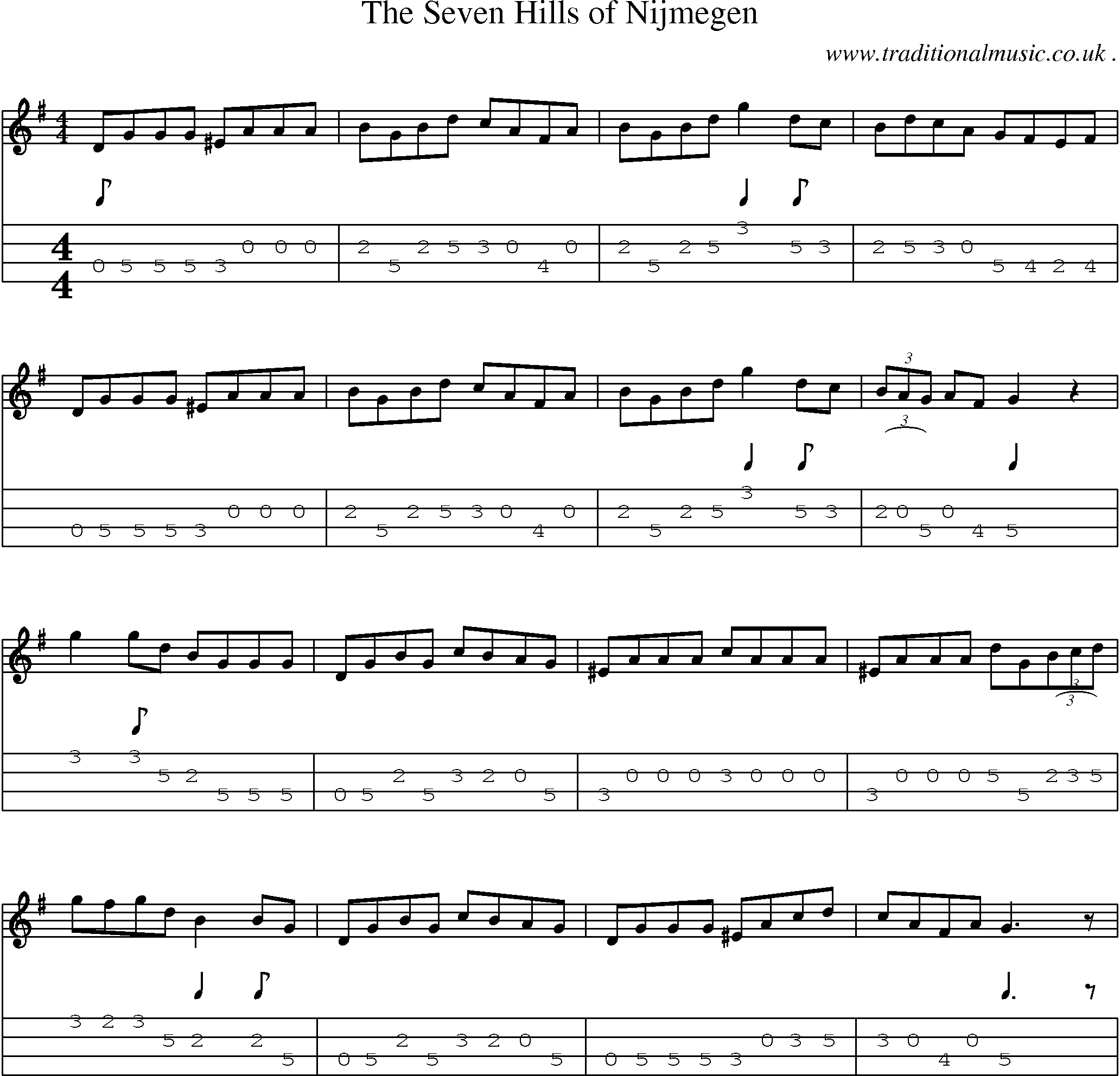 Sheet-Music and Mandolin Tabs for The Seven Hills Of Nijmegen