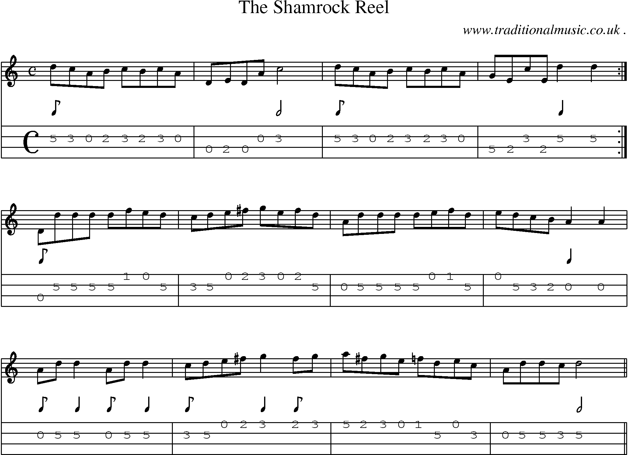 Sheet-Music and Mandolin Tabs for The Shamrock Reel