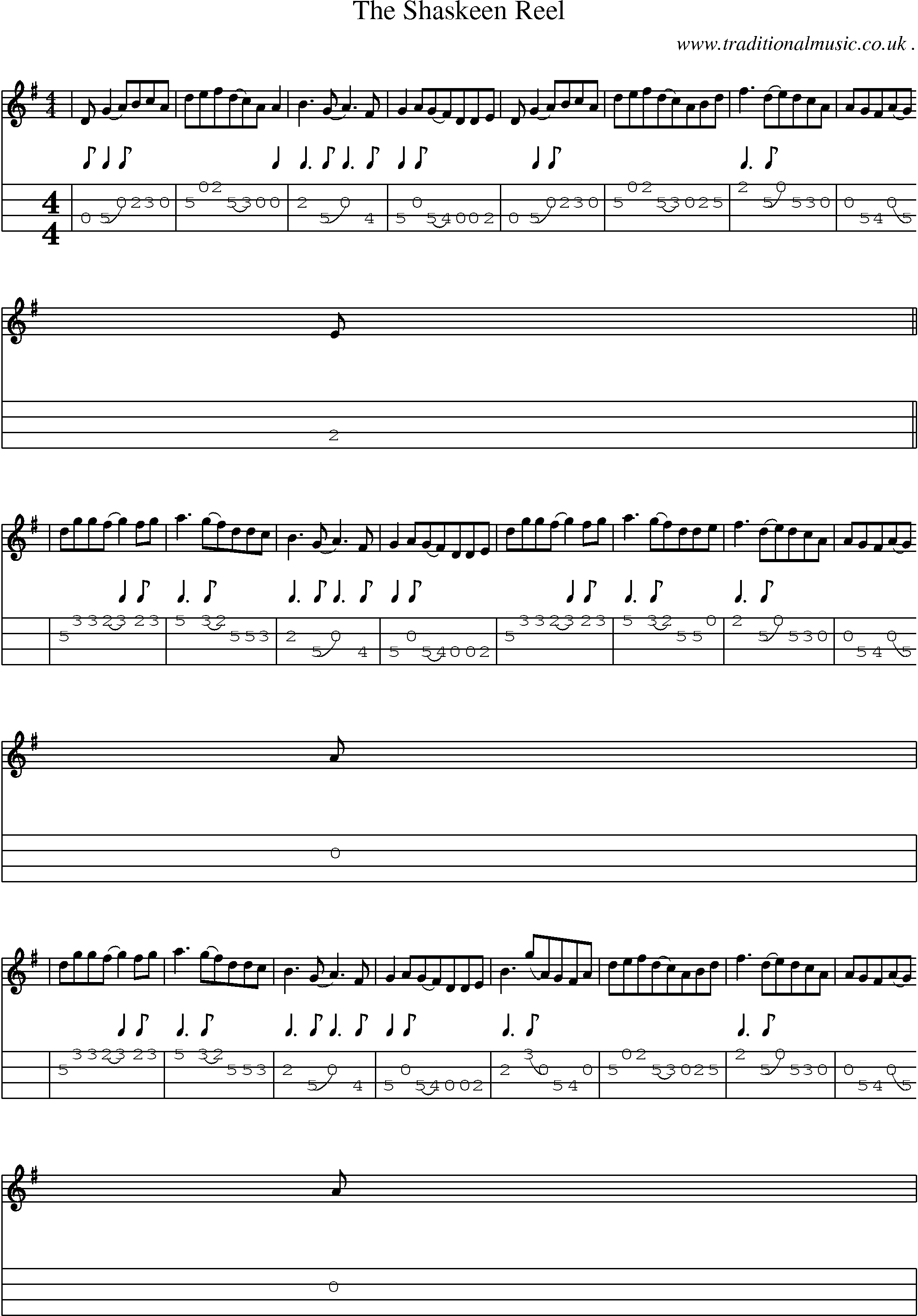 Sheet-Music and Mandolin Tabs for The Shaskeen Reel