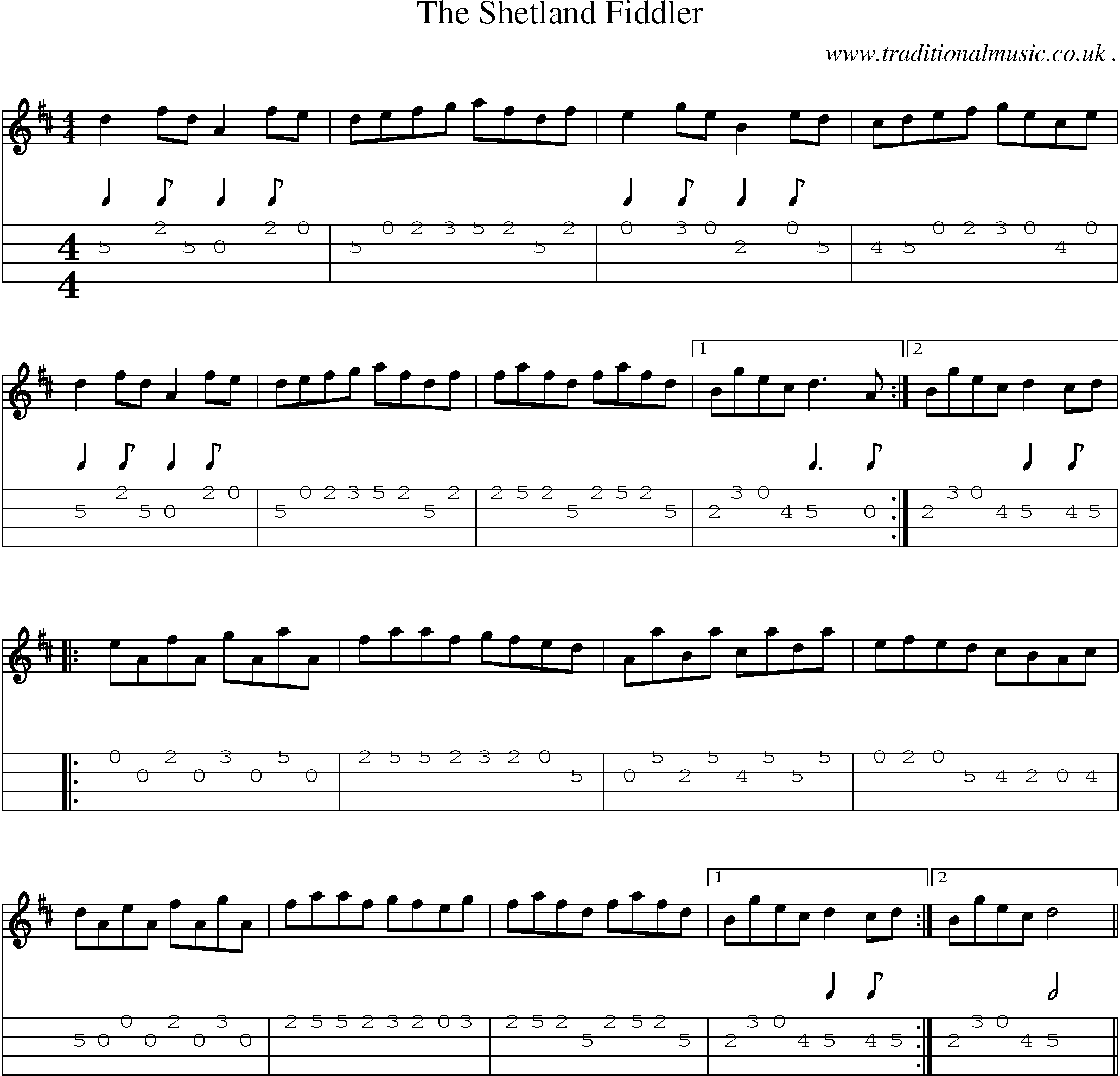 Sheet-Music and Mandolin Tabs for The Shetland Fiddler