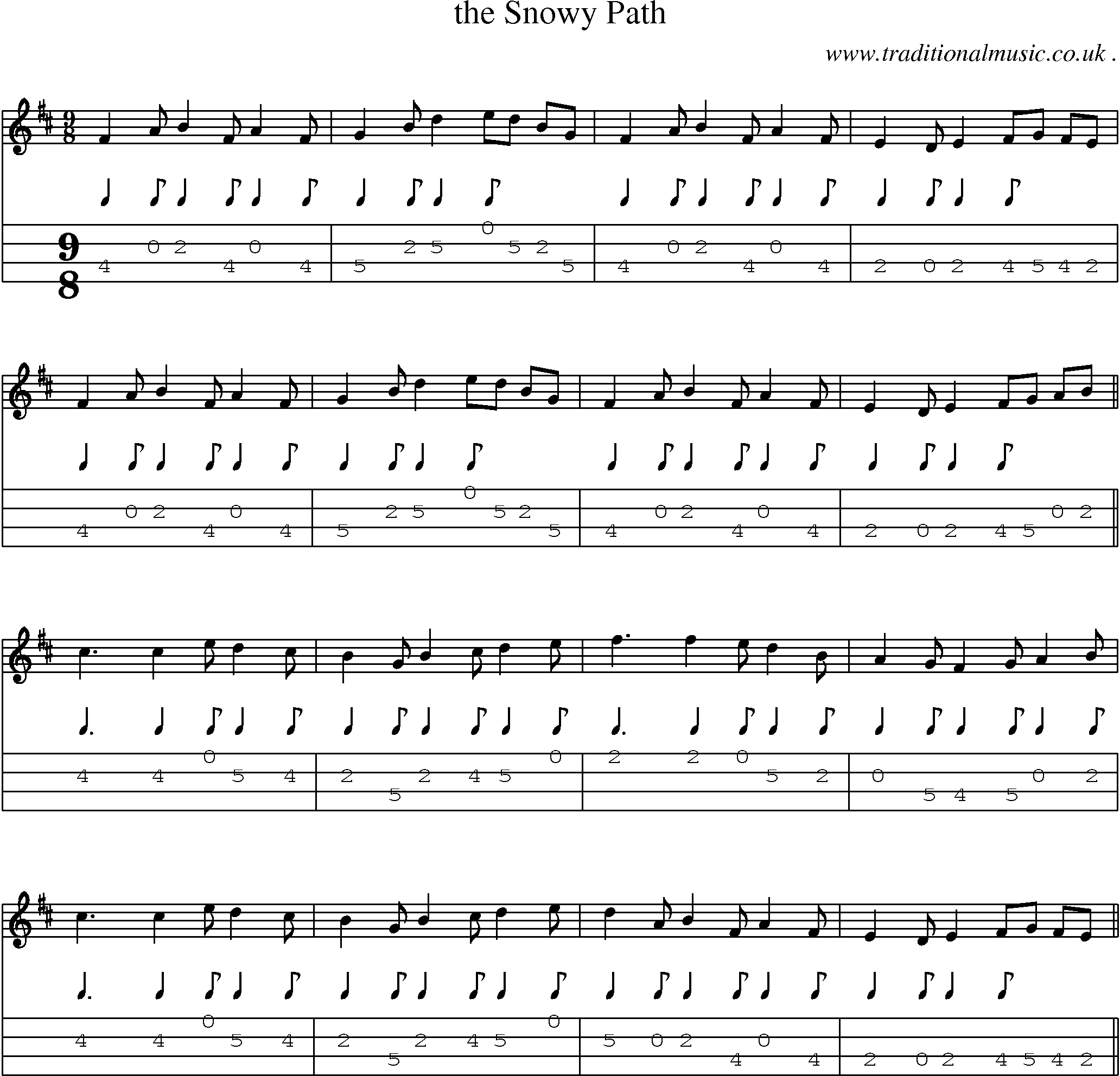 Sheet-Music and Mandolin Tabs for The Snowy Path