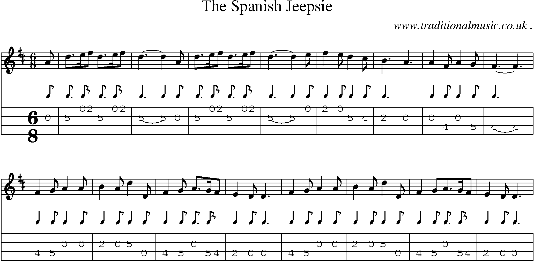 Sheet-Music and Mandolin Tabs for The Spanish Jeepsie