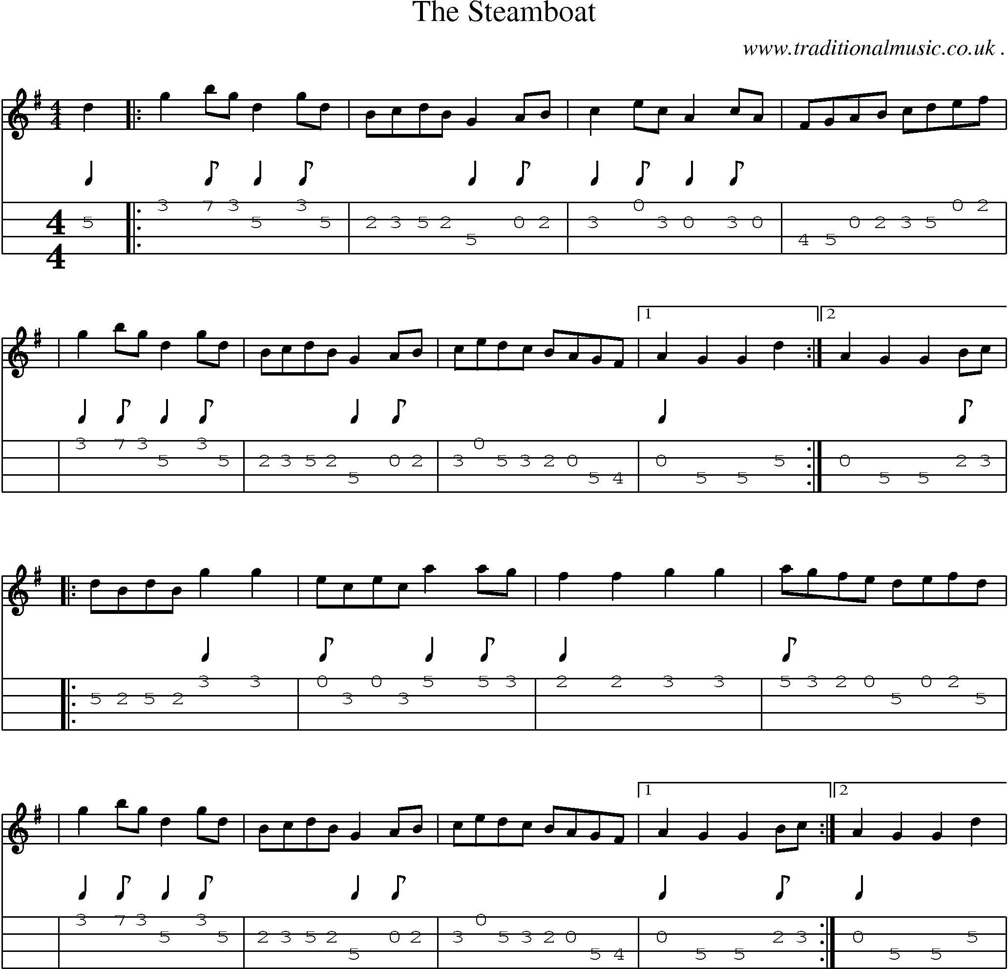 Sheet-Music and Mandolin Tabs for The Steamboat