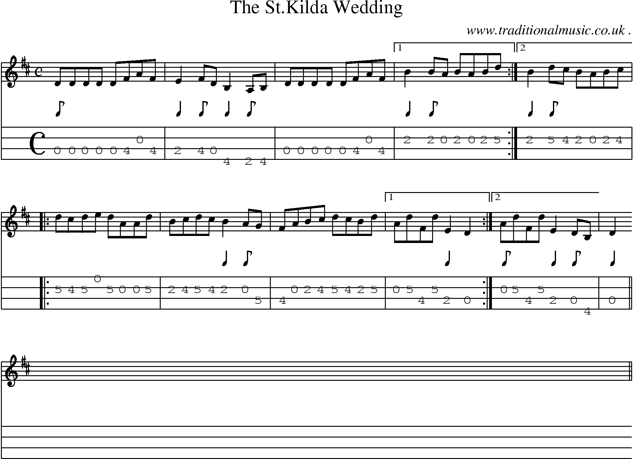Sheet-Music and Mandolin Tabs for The Stkilda Wedding