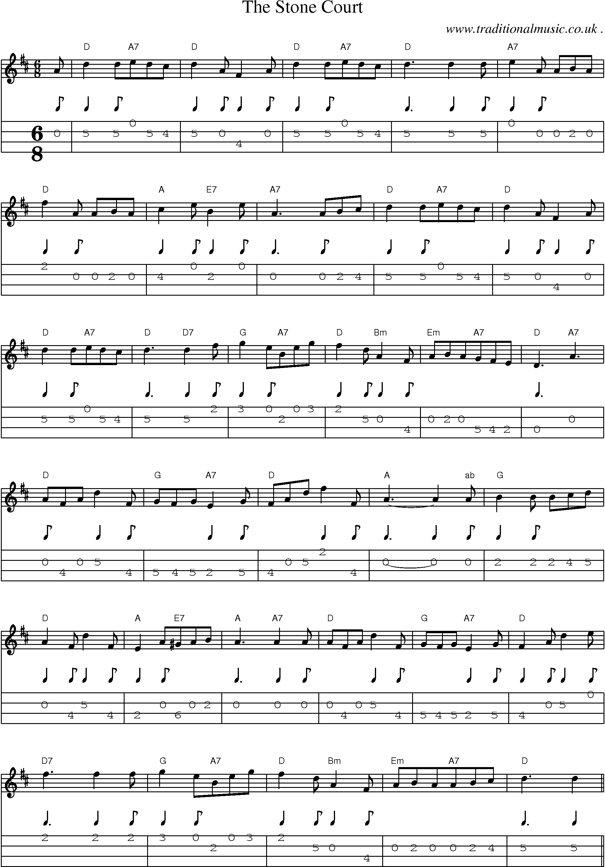 Sheet-Music and Mandolin Tabs for The Stone Court
