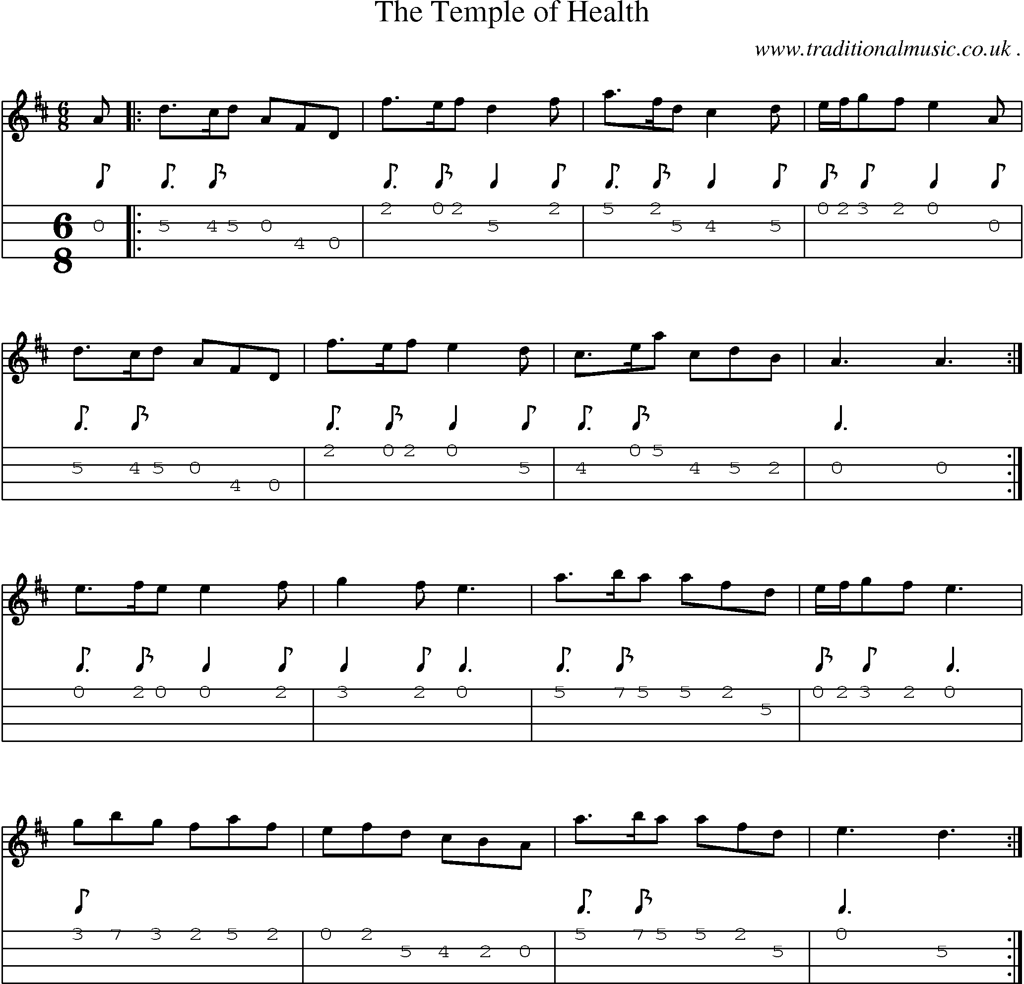 Sheet-Music and Mandolin Tabs for The Temple Of Health