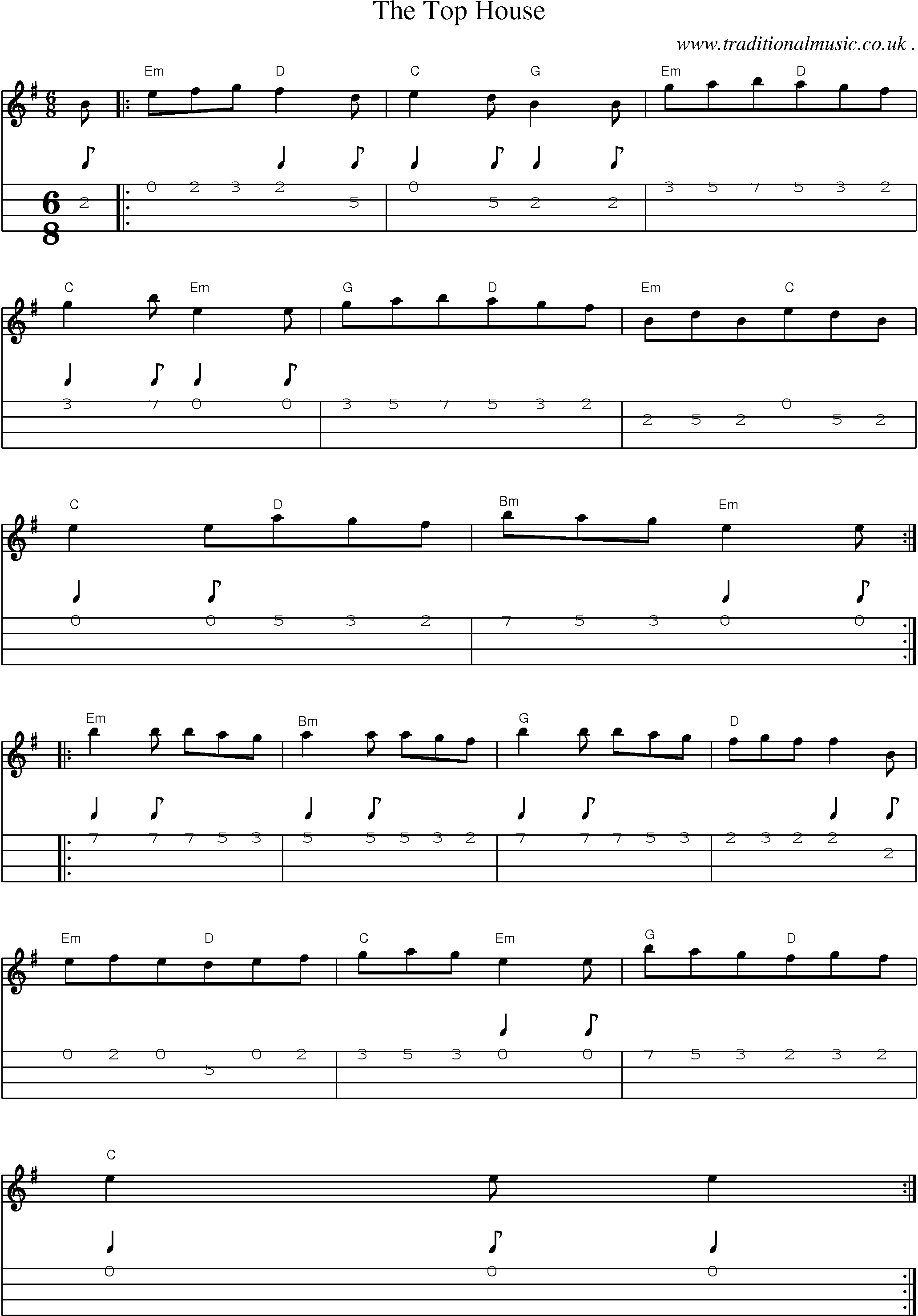 Sheet-Music and Mandolin Tabs for The Top House