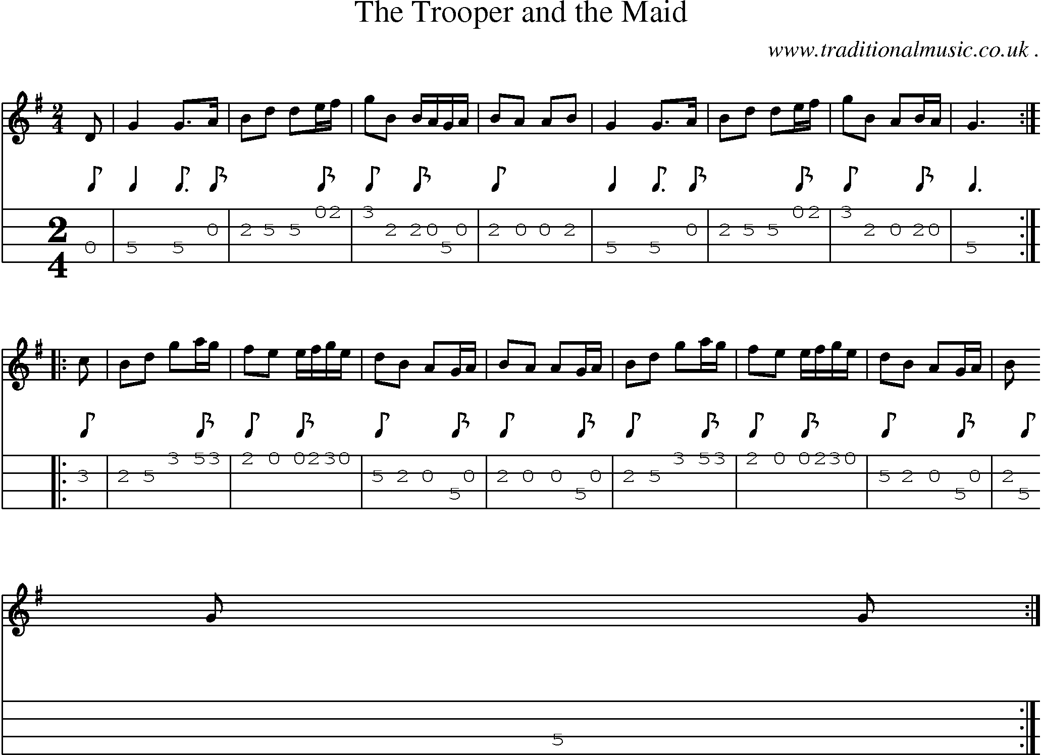 Sheet-Music and Mandolin Tabs for The Trooper And The Maid
