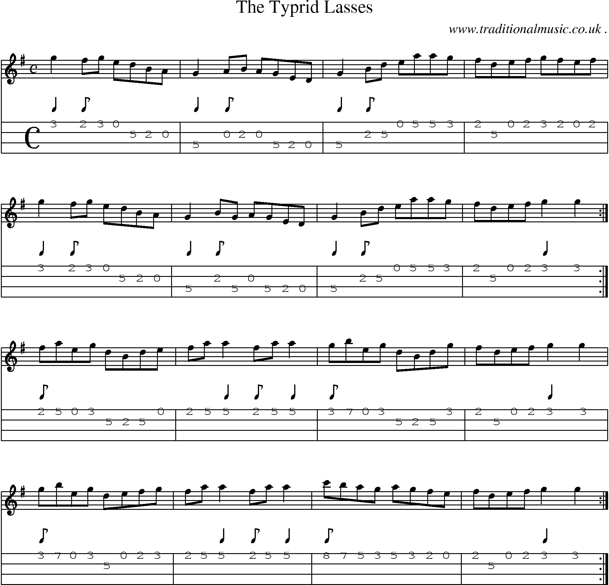 Sheet-Music and Mandolin Tabs for The Typrid Lasses