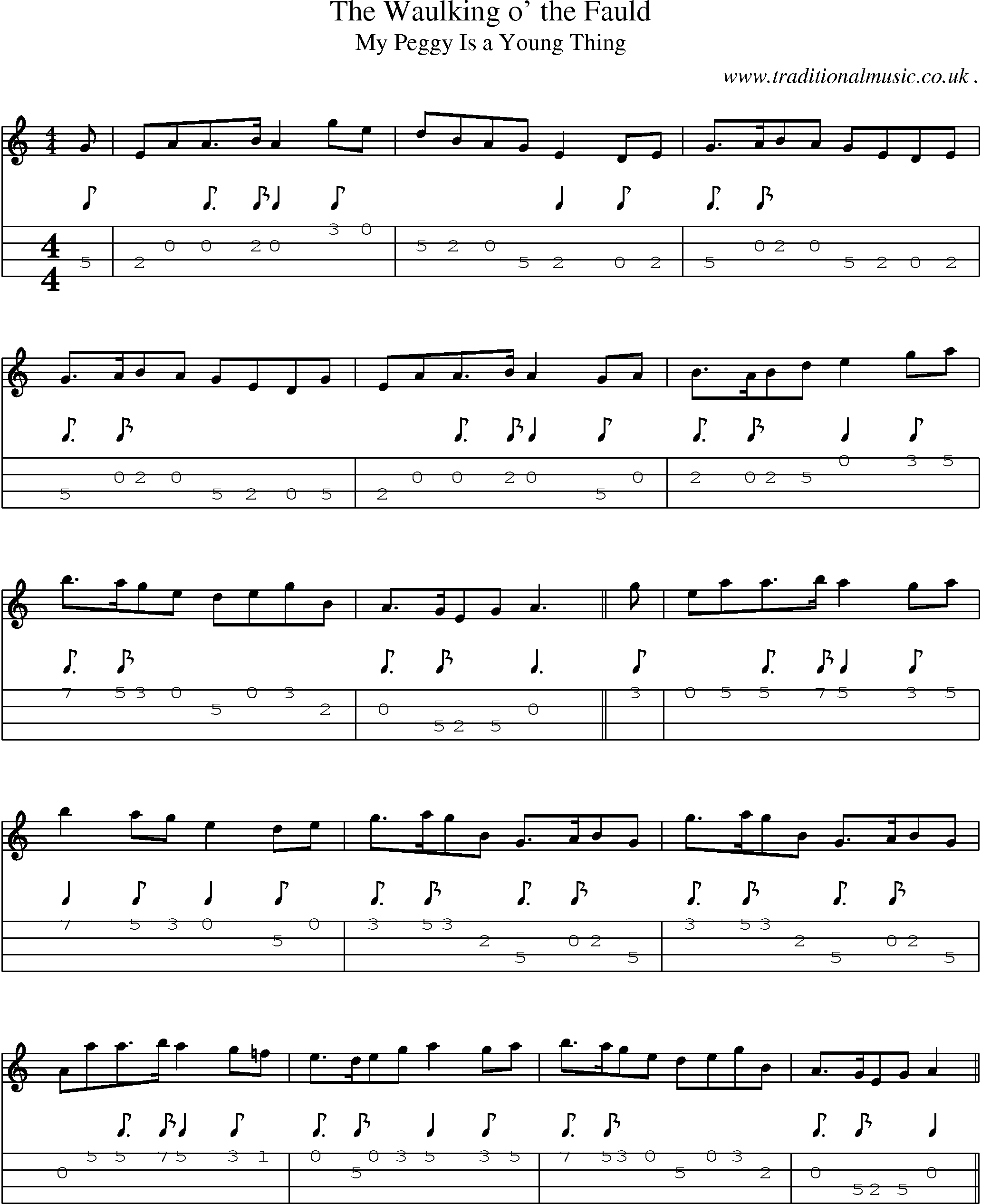 Sheet-Music and Mandolin Tabs for The Waulking O The Fauld