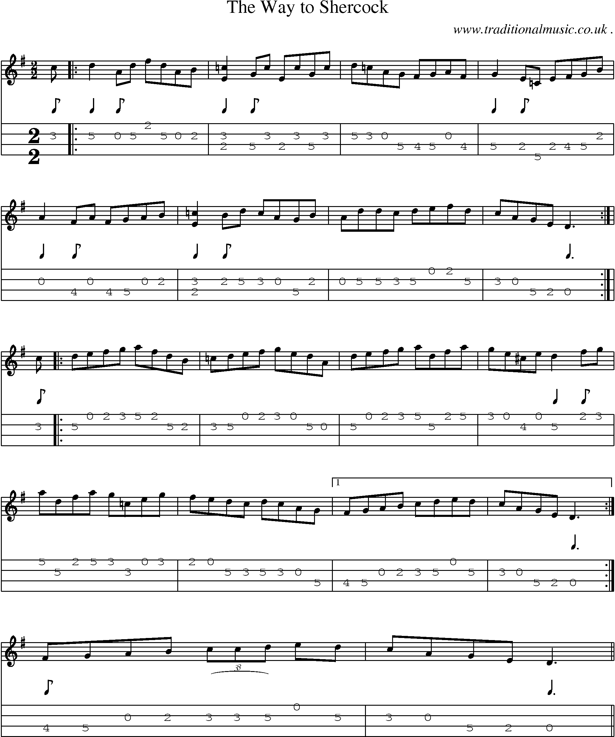Sheet-Music and Mandolin Tabs for The Way To Shercock