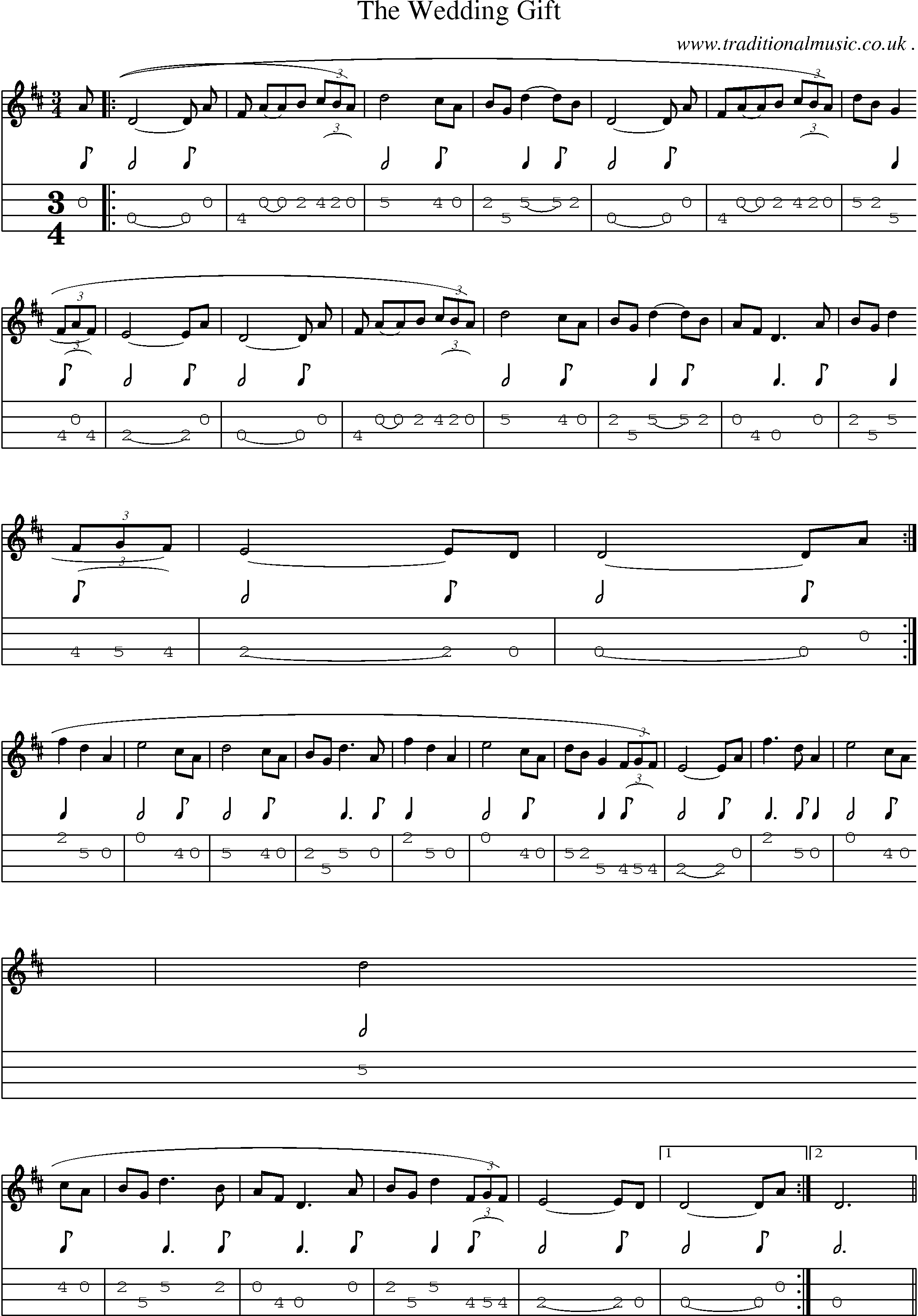 Sheet-Music and Mandolin Tabs for The Wedding Gift