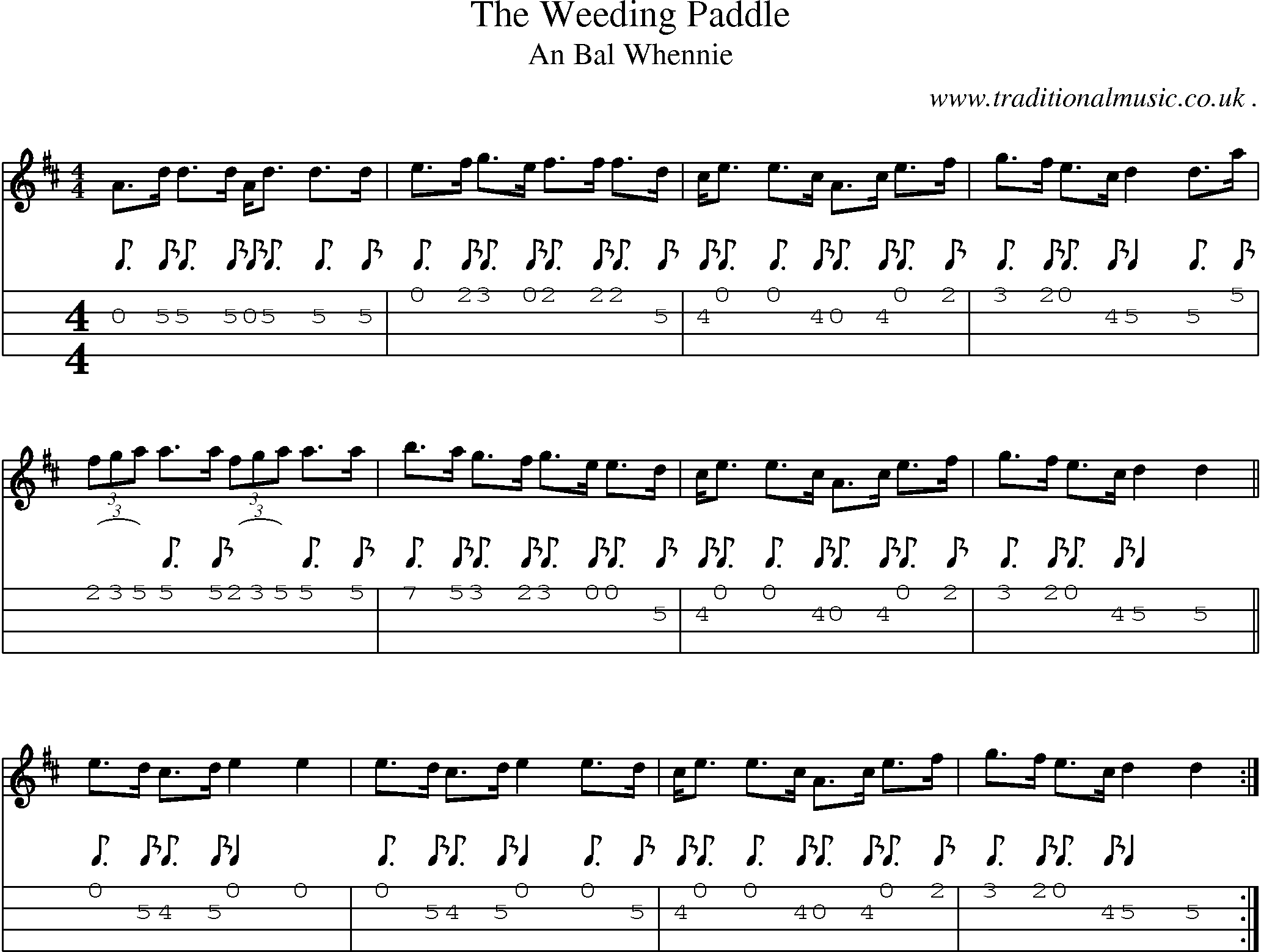 Sheet-Music and Mandolin Tabs for The Weeding Paddle