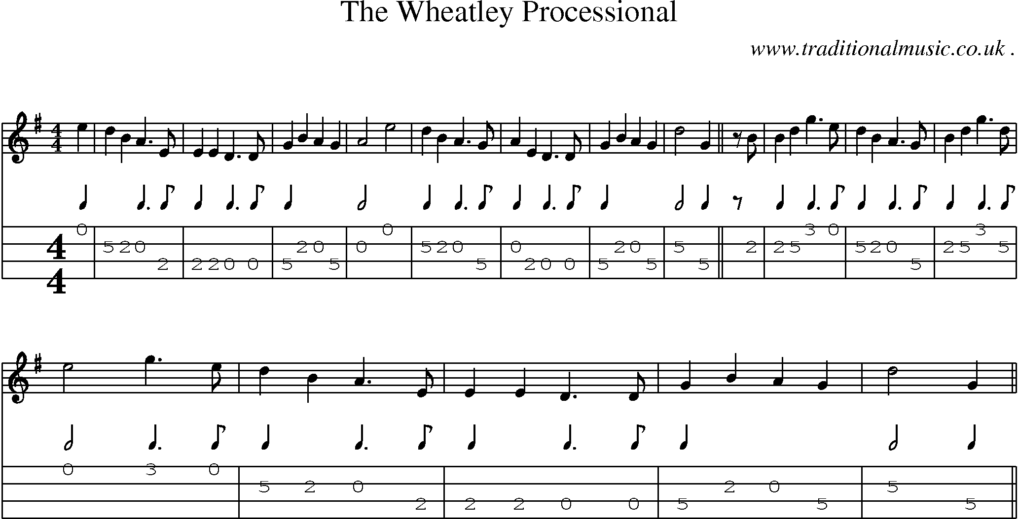Sheet-Music and Mandolin Tabs for The Wheatley Processional