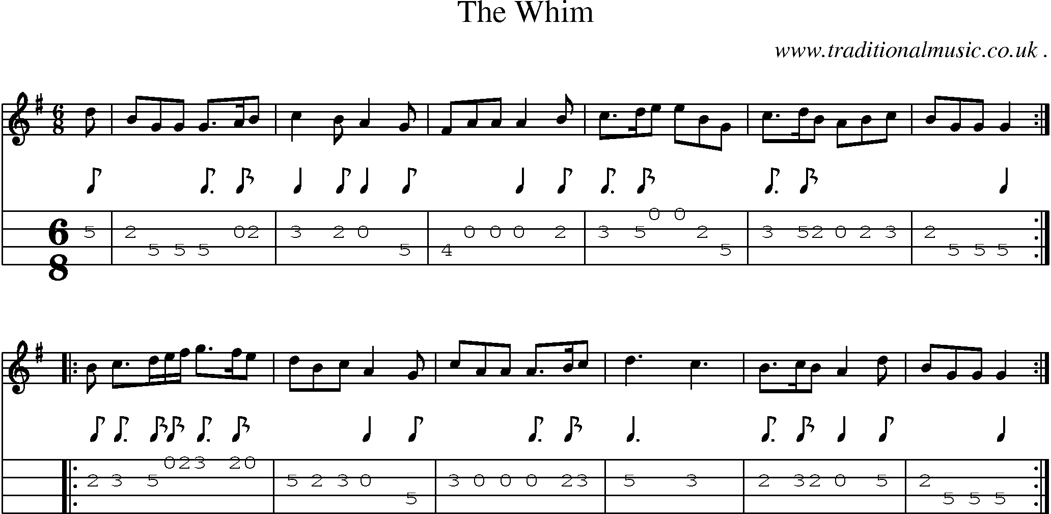 Sheet-Music and Mandolin Tabs for The Whim