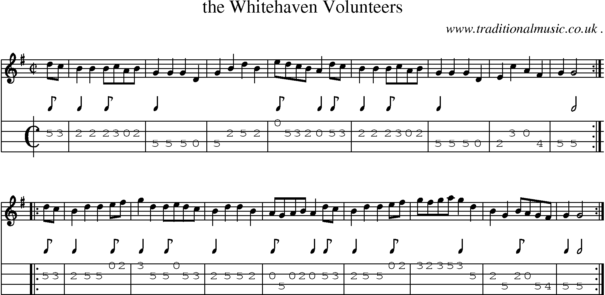 Sheet-Music and Mandolin Tabs for The Whitehaven Volunteers