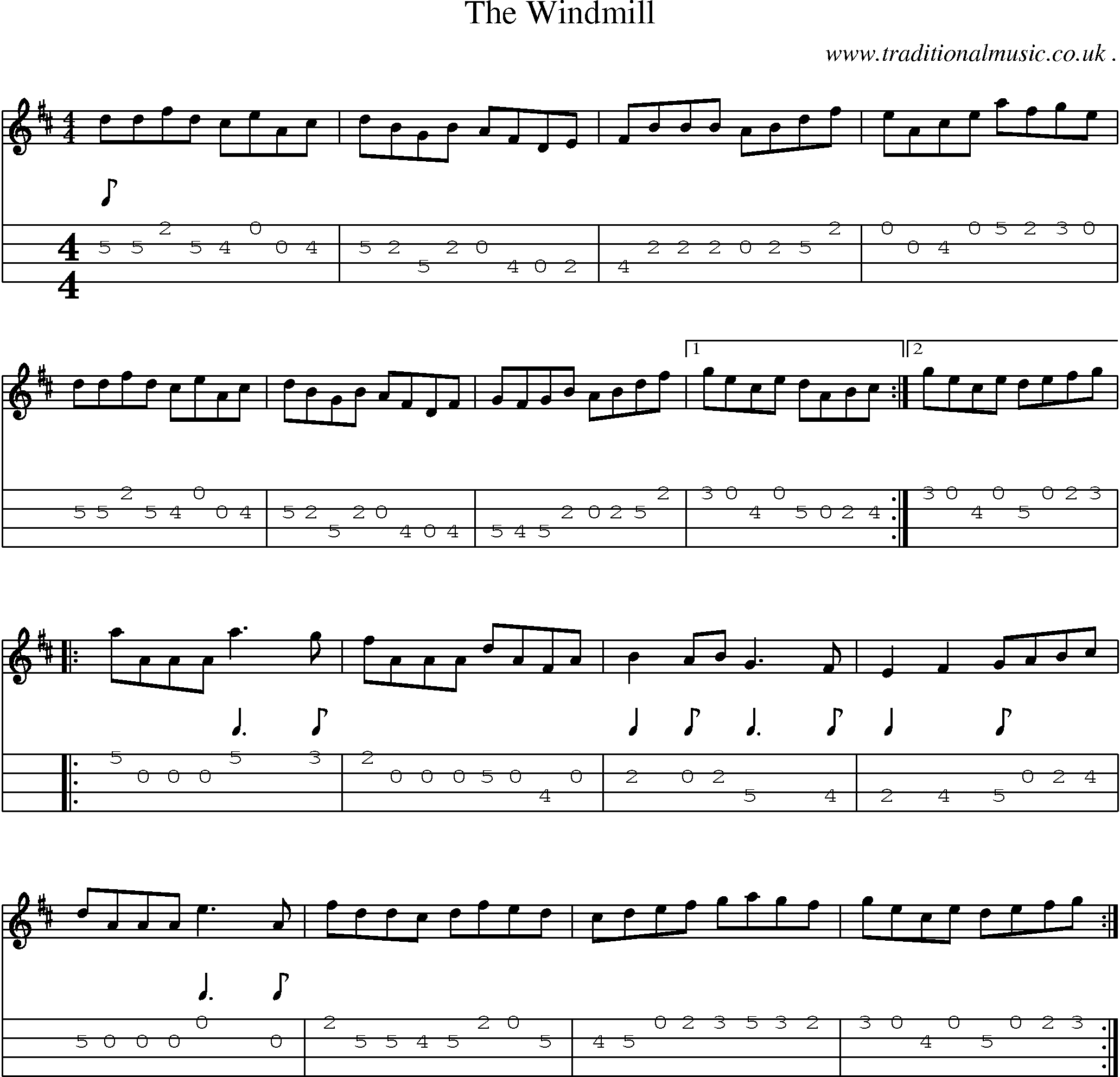 Sheet-Music and Mandolin Tabs for The Windmill