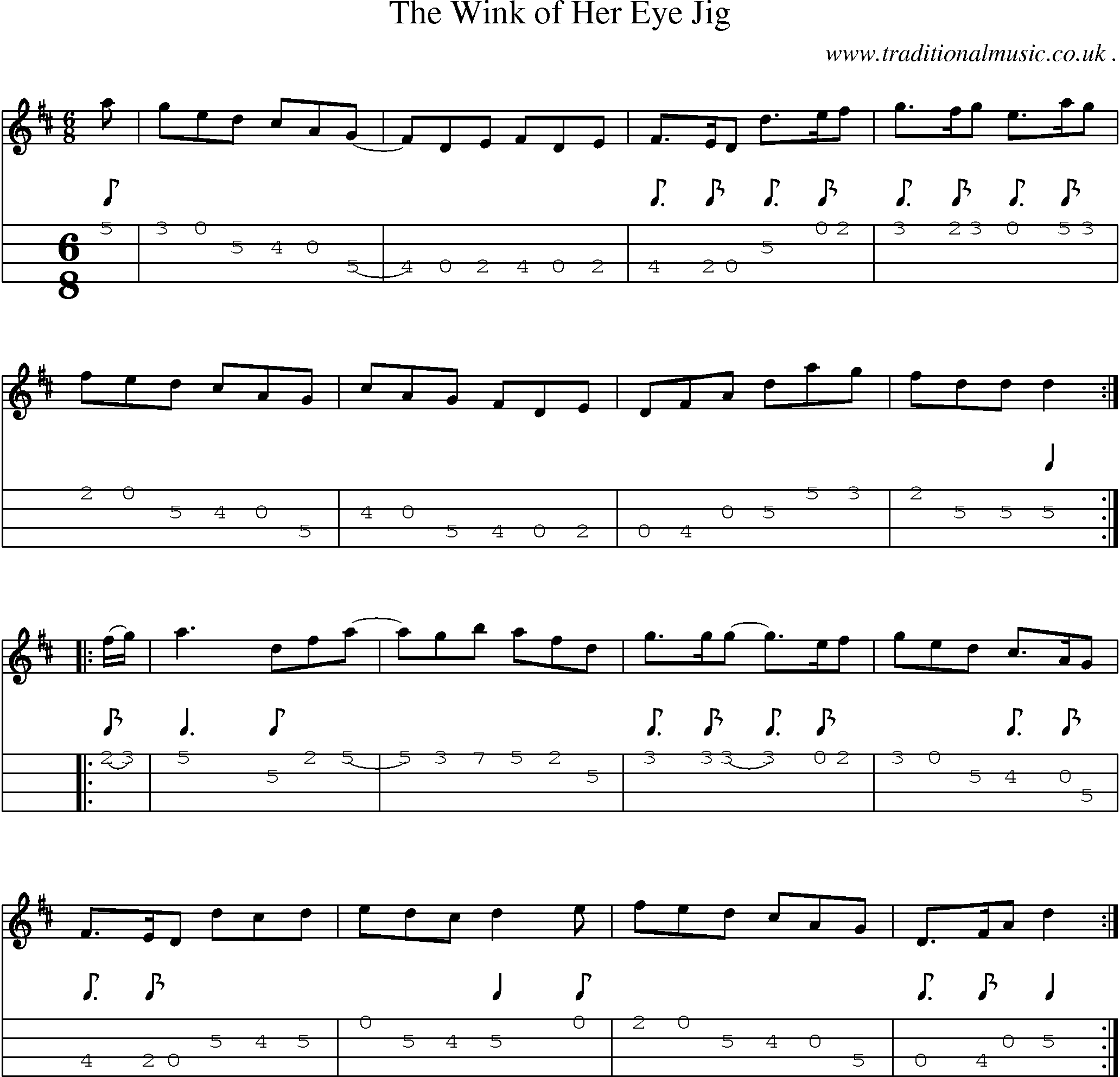 Sheet-Music and Mandolin Tabs for The Wink Of Her Eye Jig